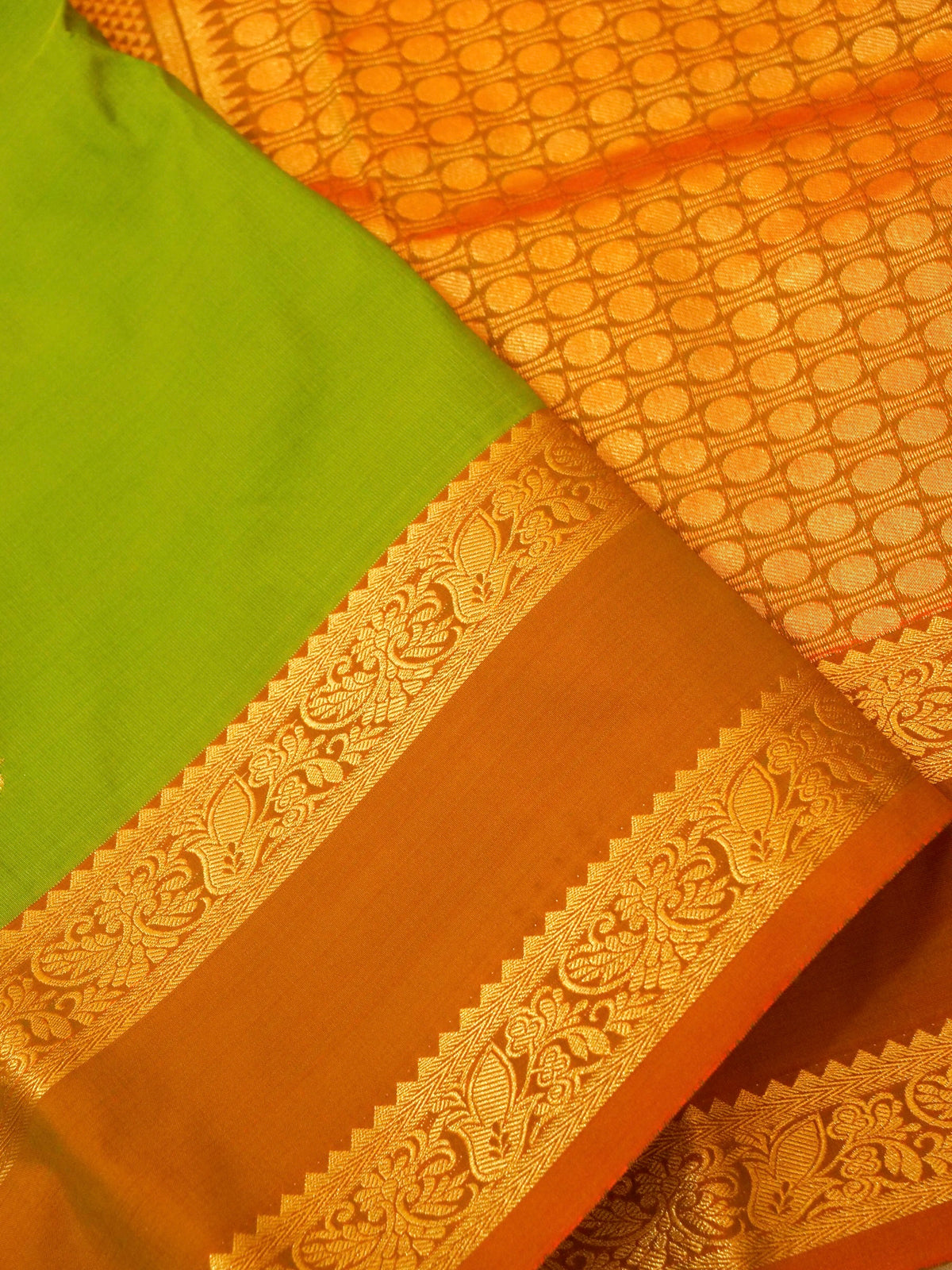 Devi - Light Green Kanjivaram Silk Saree with Korvai Border