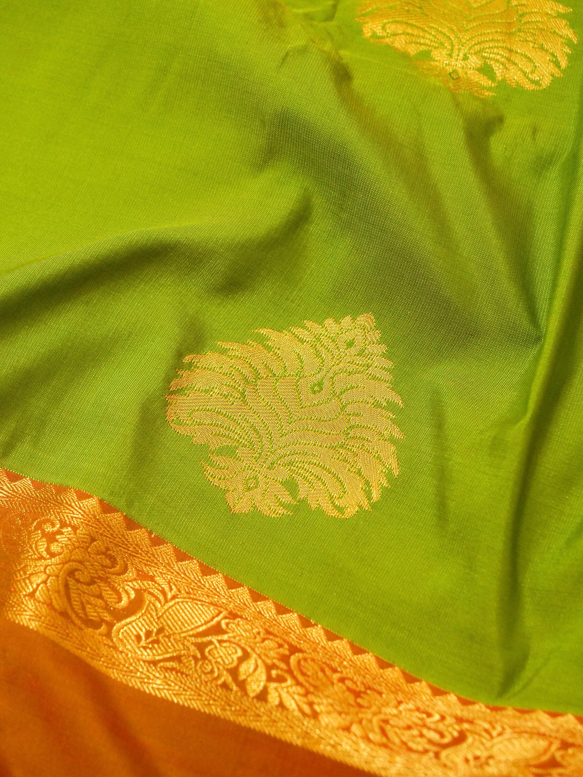 Devi - Light Green Kanjivaram Silk Saree with Korvai Border