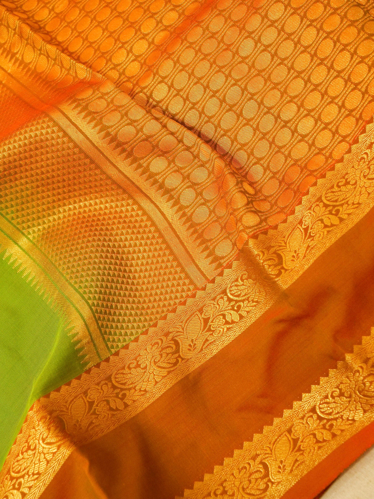 Devi - Light Green Kanjivaram Silk Saree with Korvai Border
