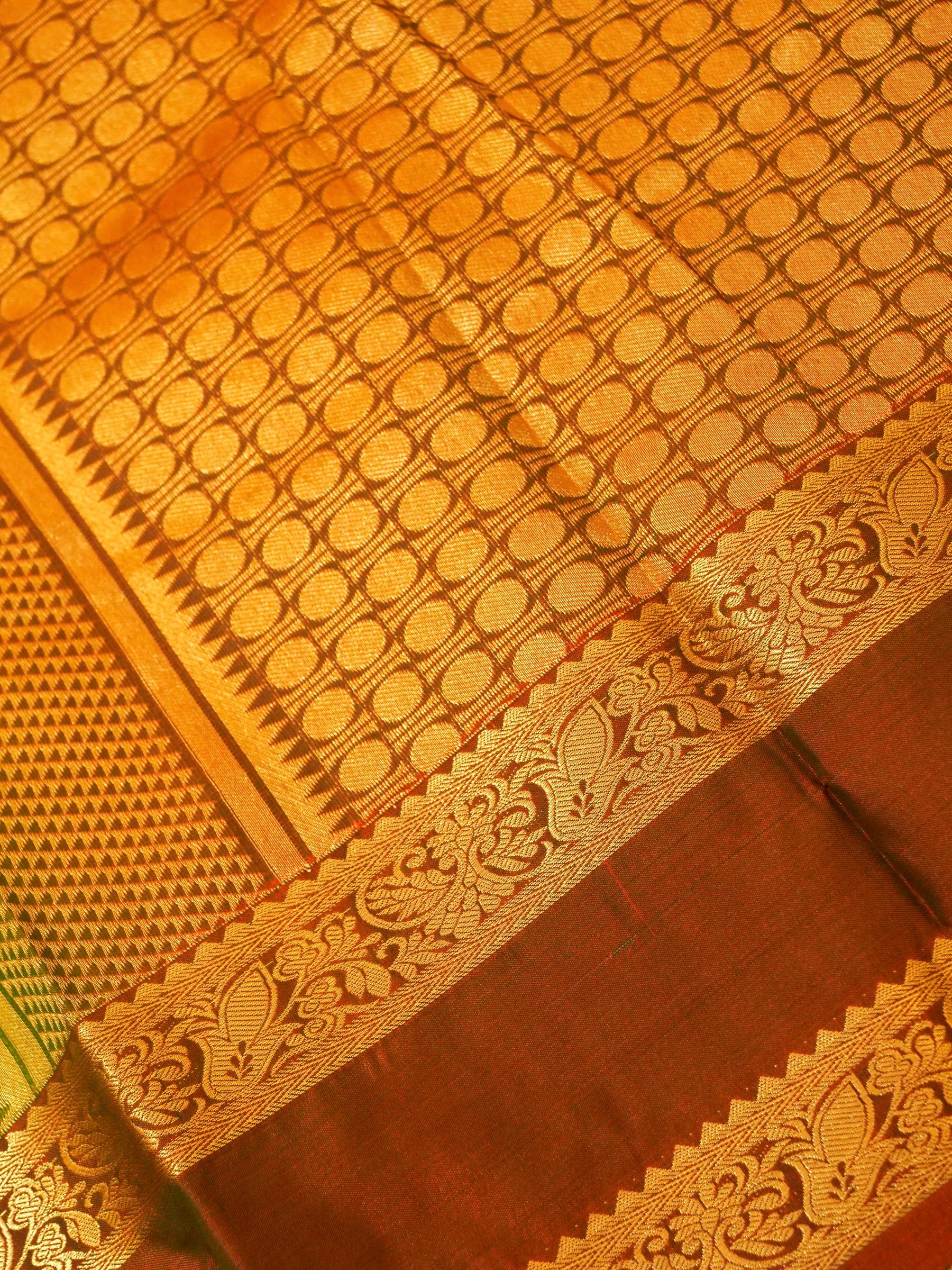 Devi - Parrot Green Kanjivaram Silk Saree with Korvai Border