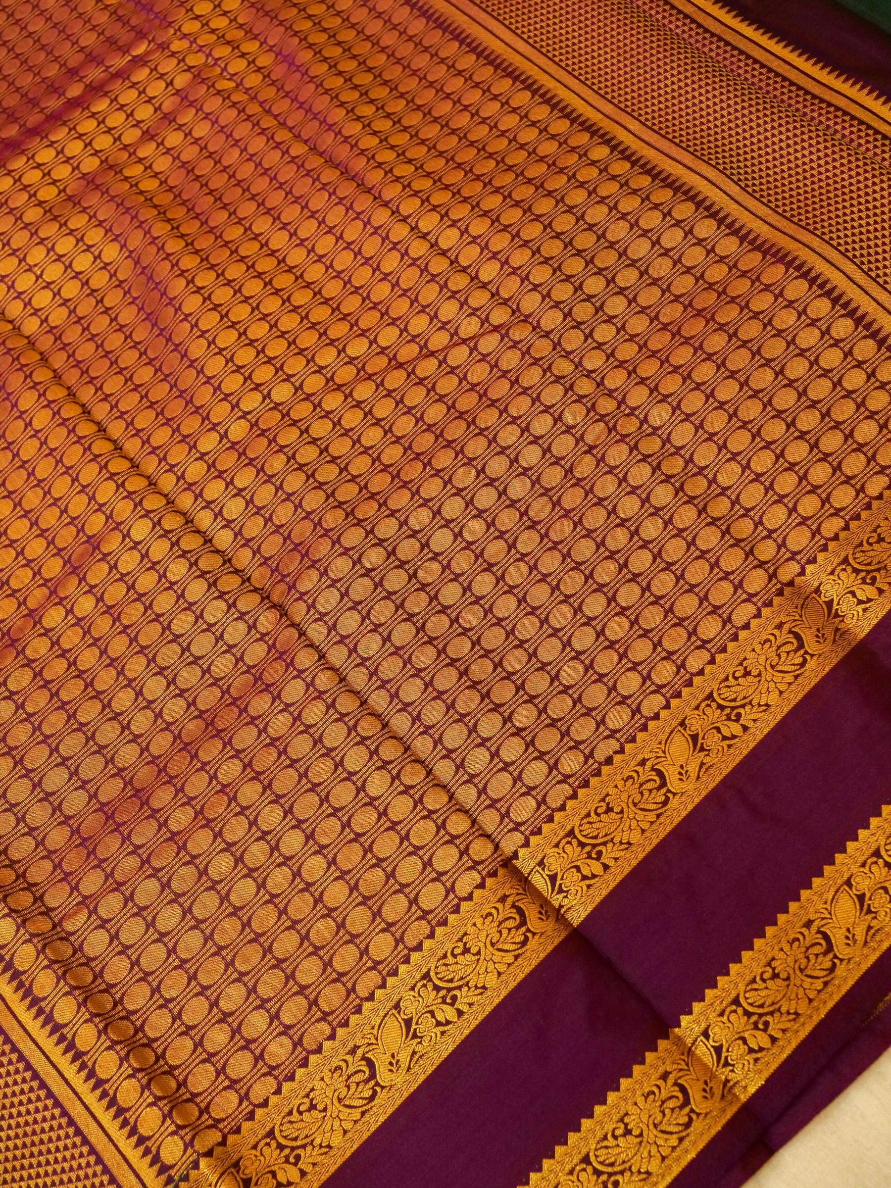 Devi - Forest Green Kanjivaram Silk Saree with Korvai Border