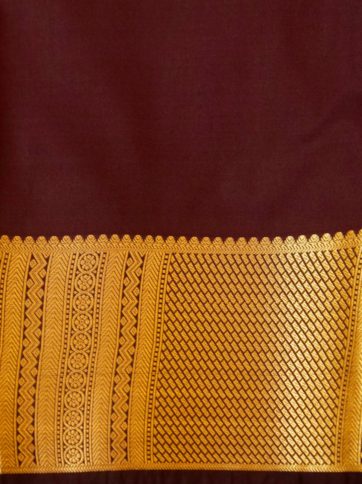 Devi - Burgundy Kanjivaram Silk Saree with Korvai Border