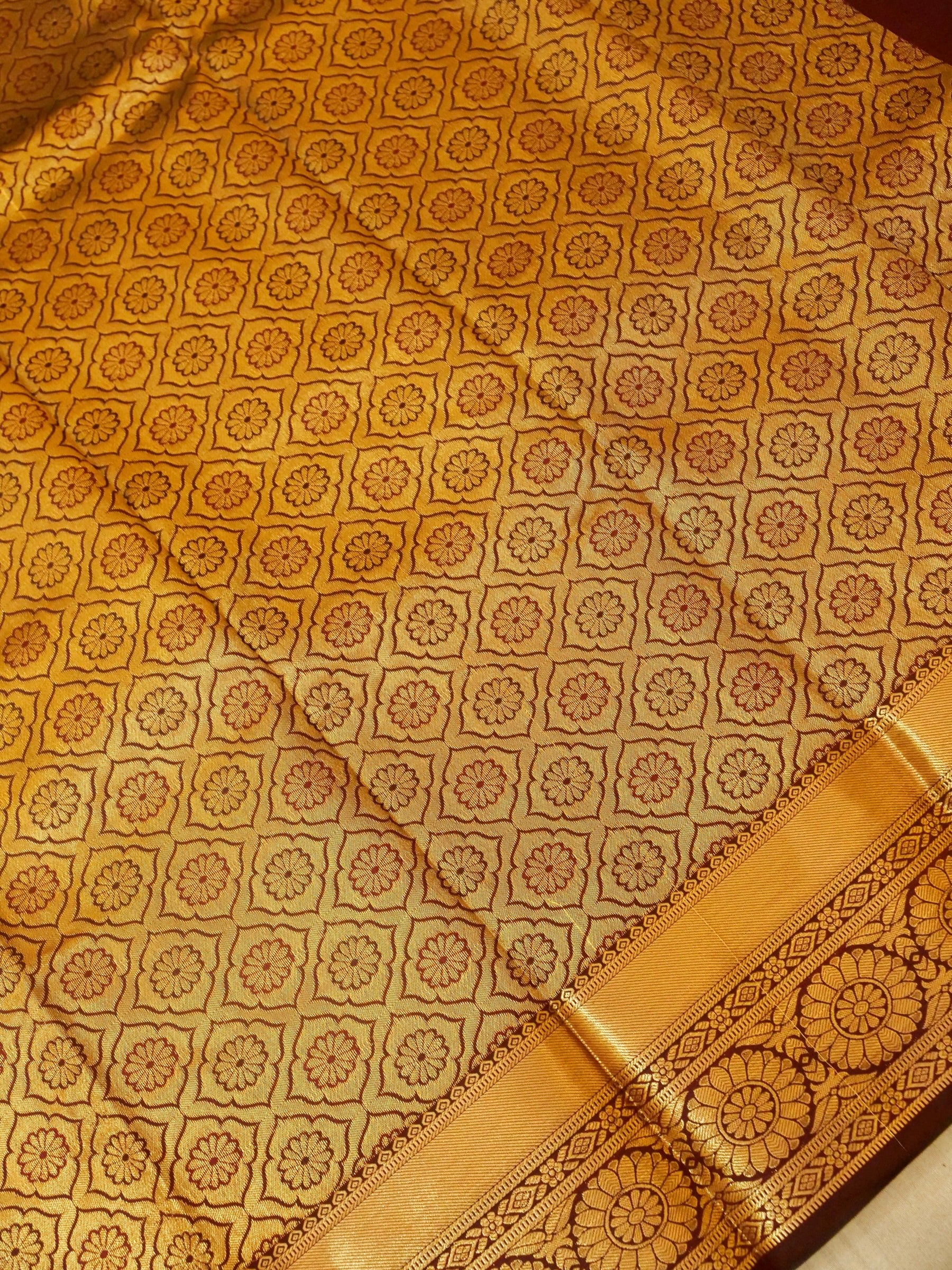 Devi - Deep Maroon Kanjivaram Silk Saree with Korvai Border