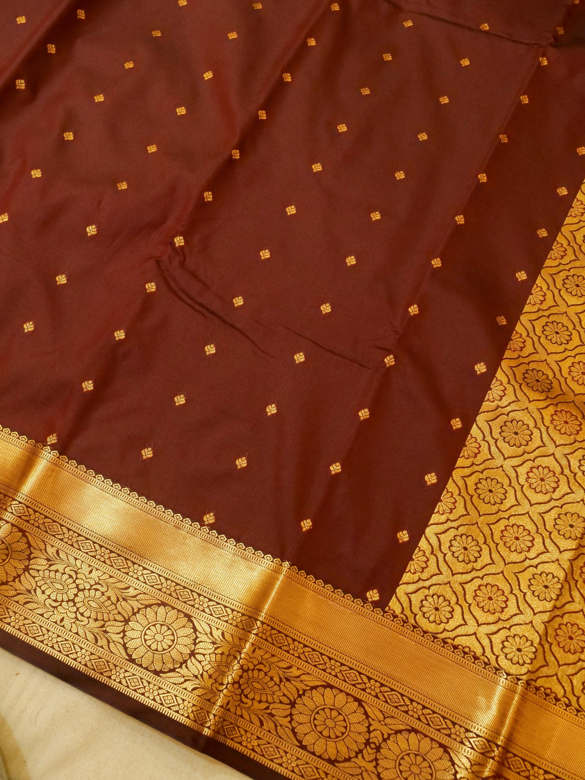 Devi - Deep Maroon Kanjivaram Silk Saree with Korvai Border