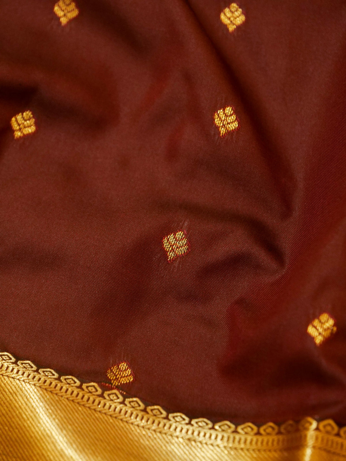 Devi - Deep Maroon Kanjivaram Silk Saree with Korvai Border