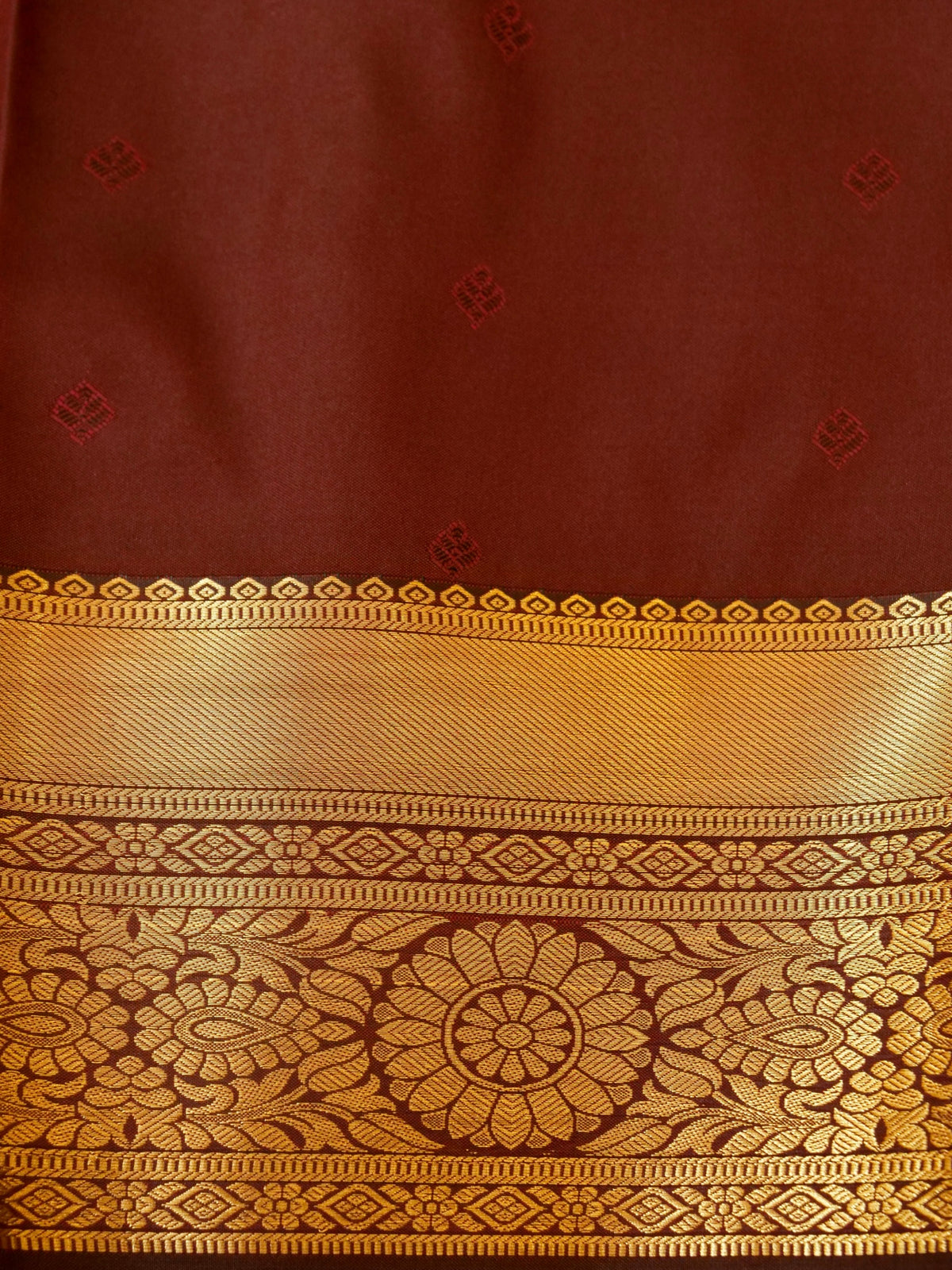 Devi - Deep Maroon Kanjivaram Silk Saree with Korvai Border