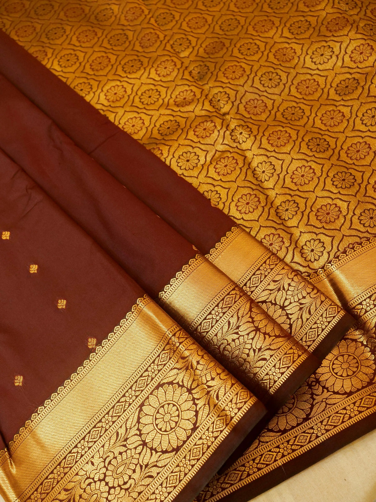 Devi - Deep Maroon Kanjivaram Silk Saree with Korvai Border