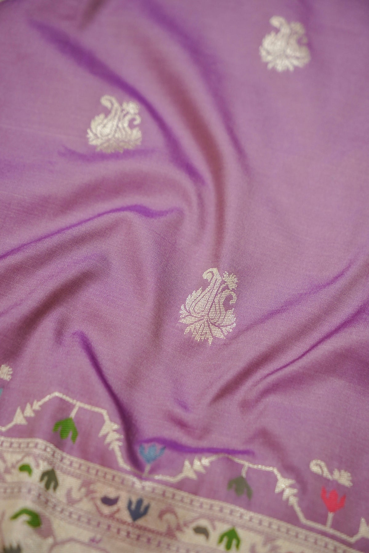 Peshavi - Lilac Paithani Silk Saree with Stitched Blouse