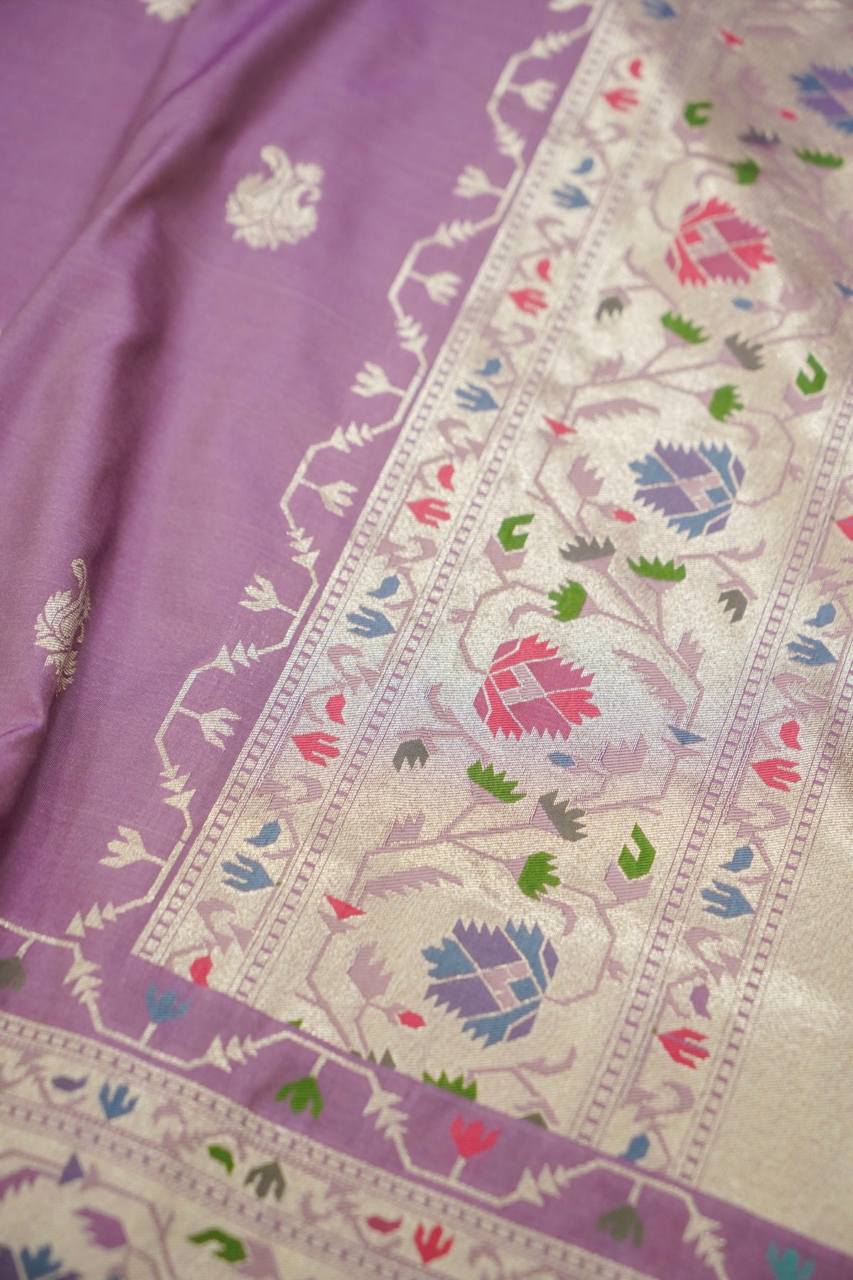 Peshavi - Lilac Paithani Silk Saree with Stitched Blouse