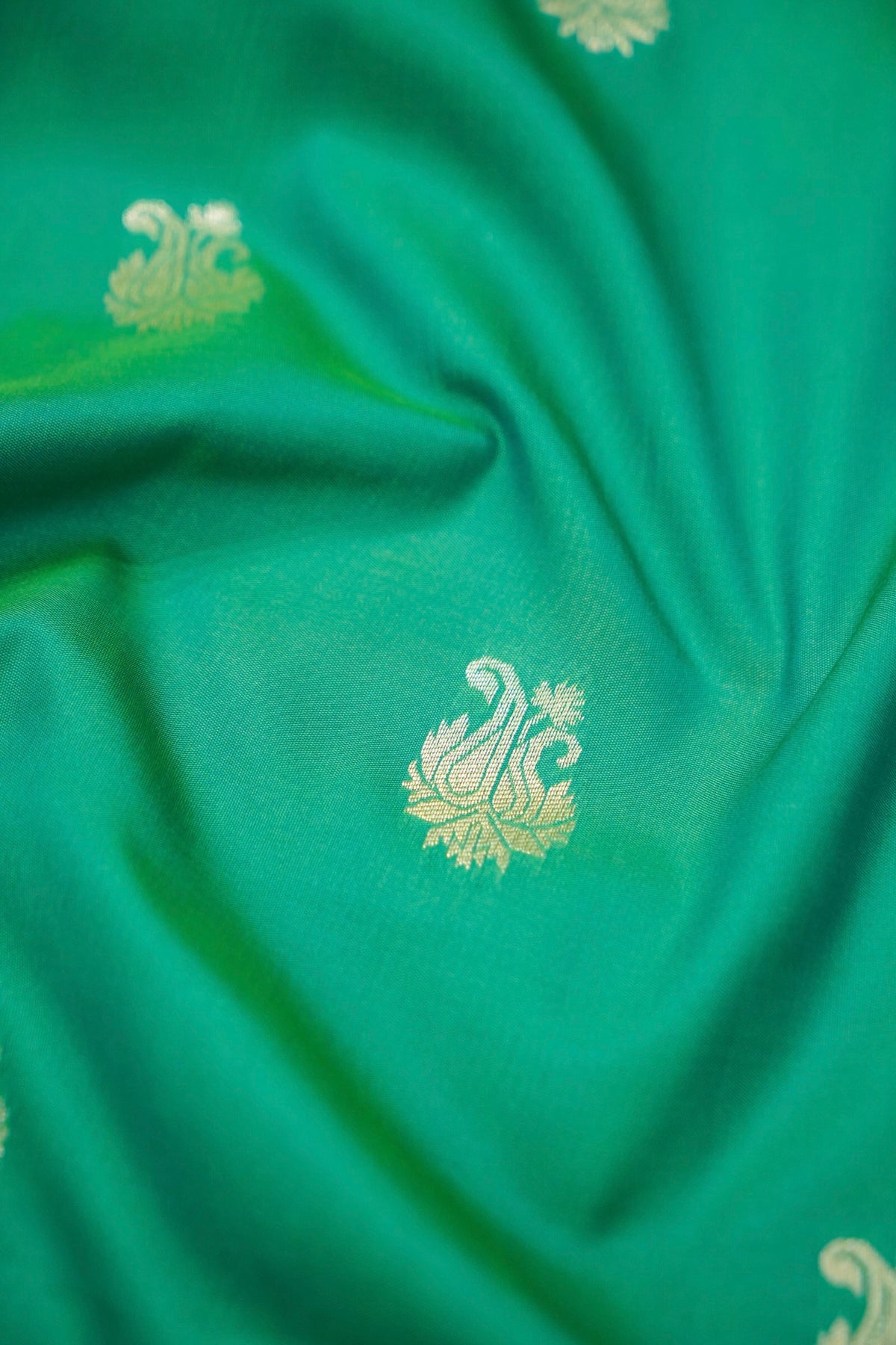 Peshavi - Turquoise Green Paithani Silk Saree with Stitched Blouse