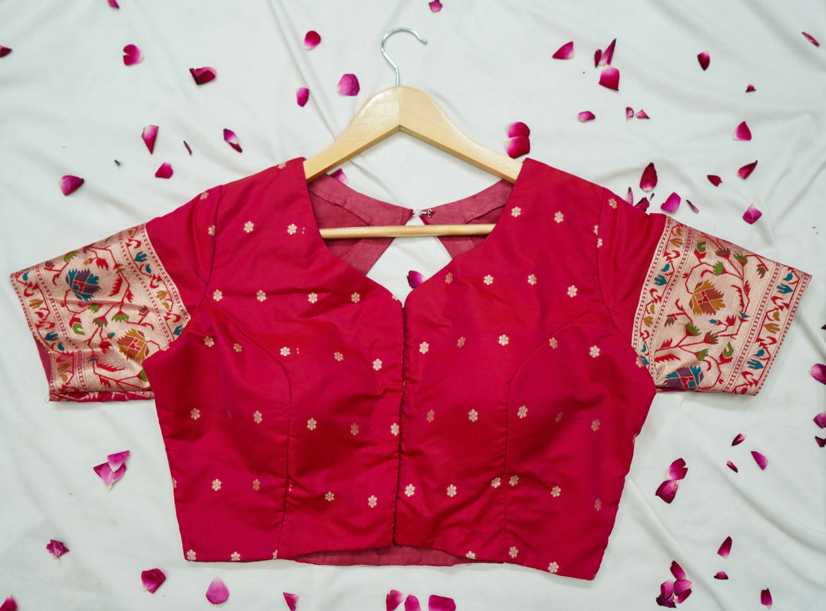 Peshavi - Rani Pink Paithani Silk Saree with Stitched Blouse