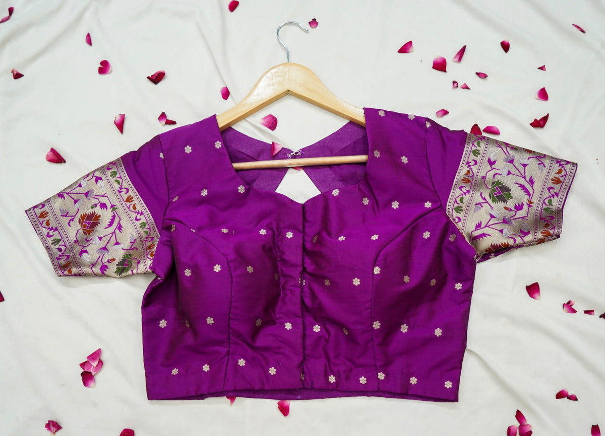 Peshavi - Magenta Purple Paithani Silk Saree with Stitched Blouse