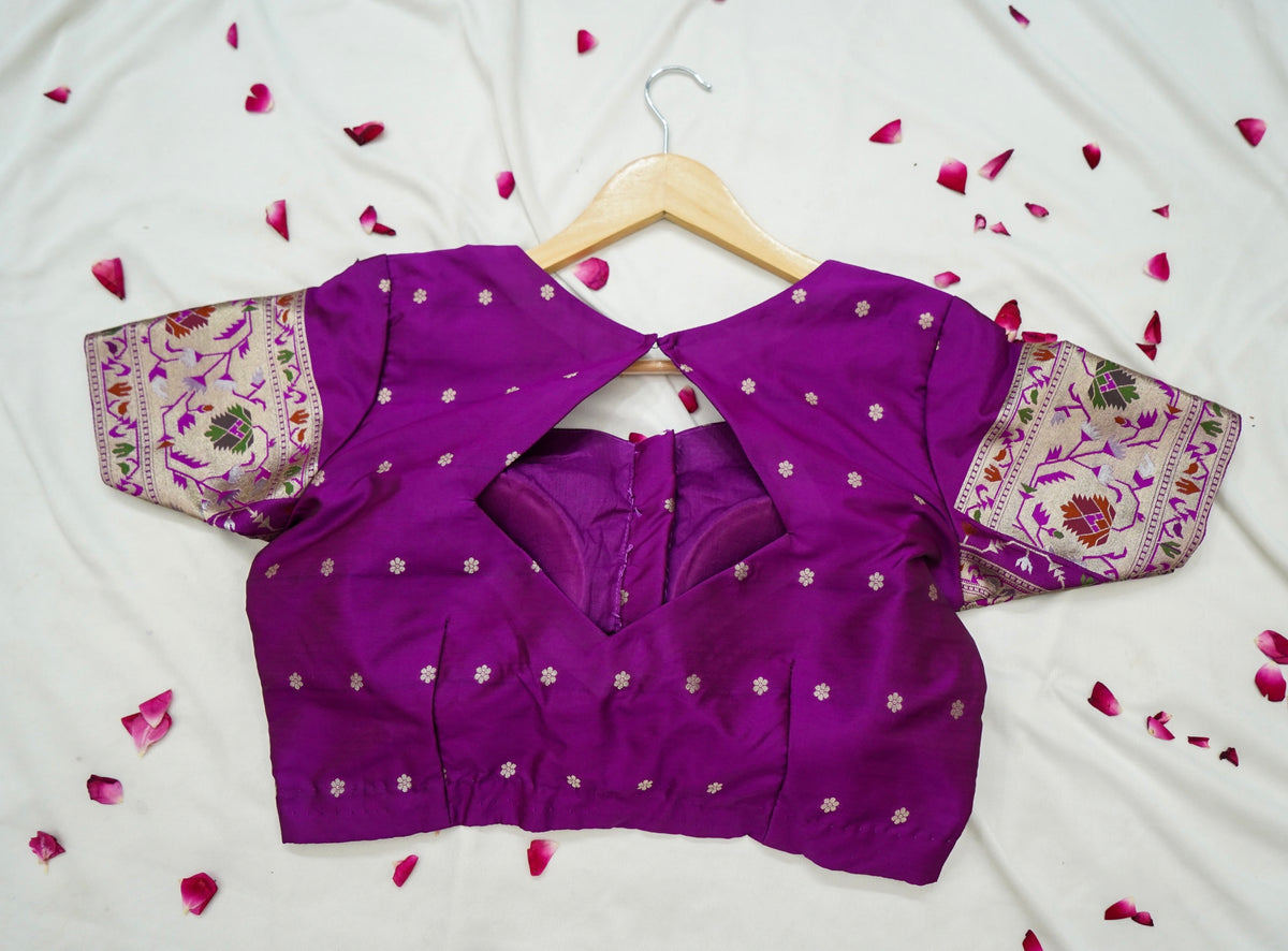 Peshavi - Magenta Purple Paithani Silk Saree with Stitched Blouse