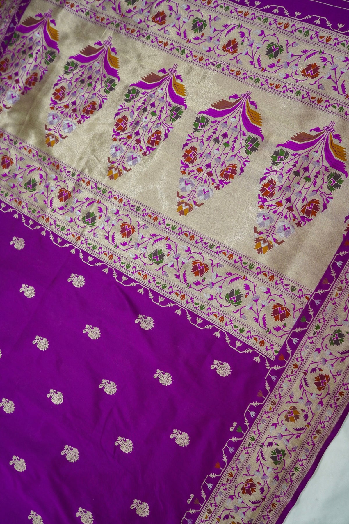 Peshavi - Magenta Purple Paithani Silk Saree with Stitched Blouse