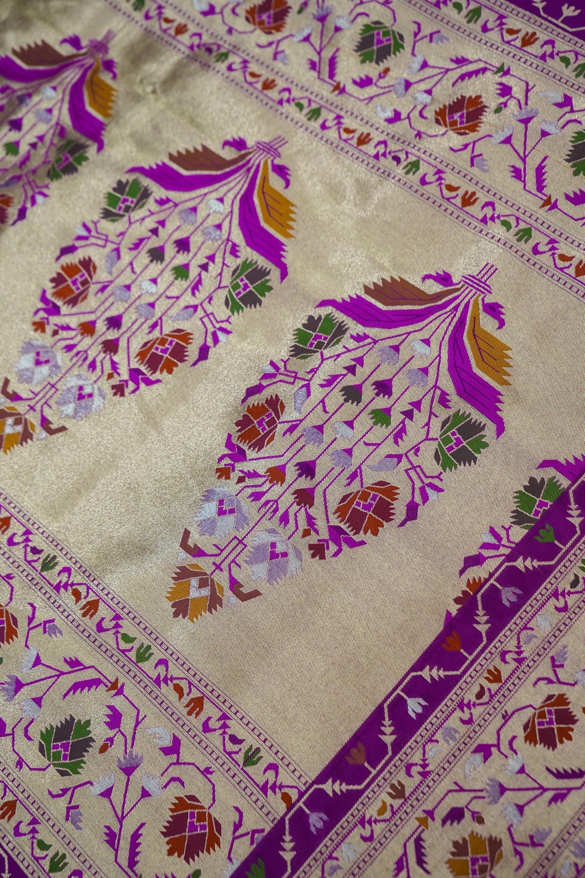 Peshavi - Magenta Purple Paithani Silk Saree with Stitched Blouse