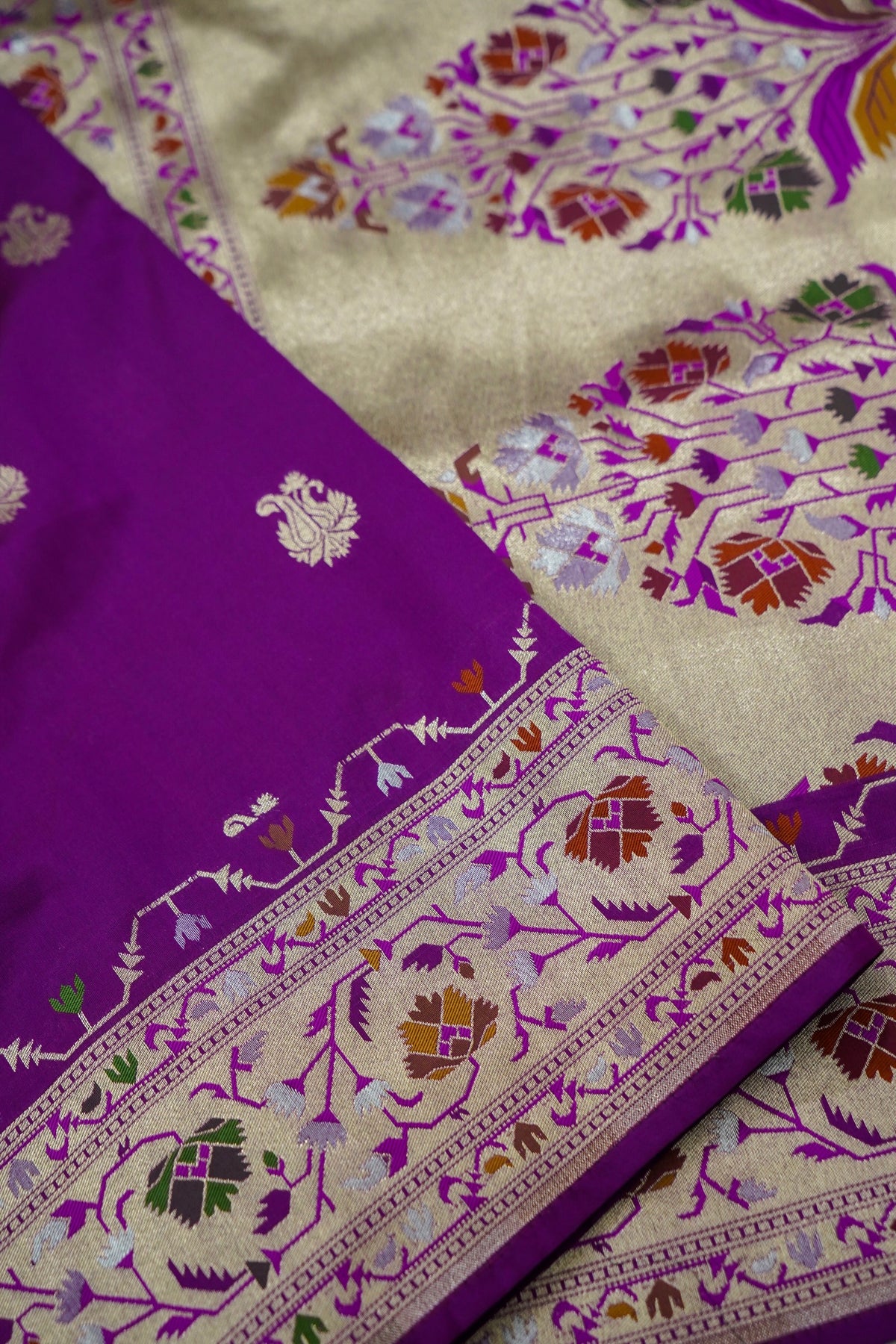 Peshavi - Magenta Purple Paithani Silk Saree with Stitched Blouse