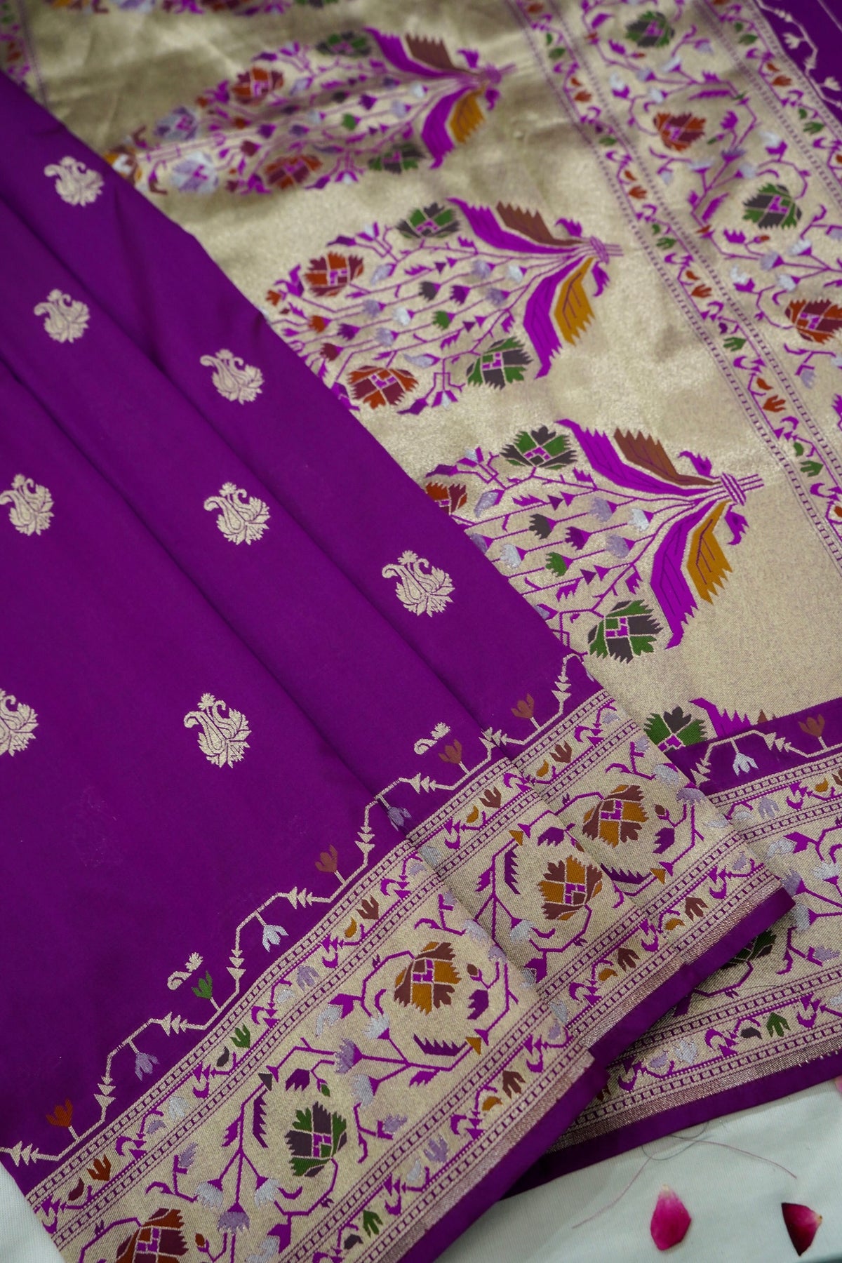 Peshavi - Magenta Purple Paithani Silk Saree with Stitched Blouse
