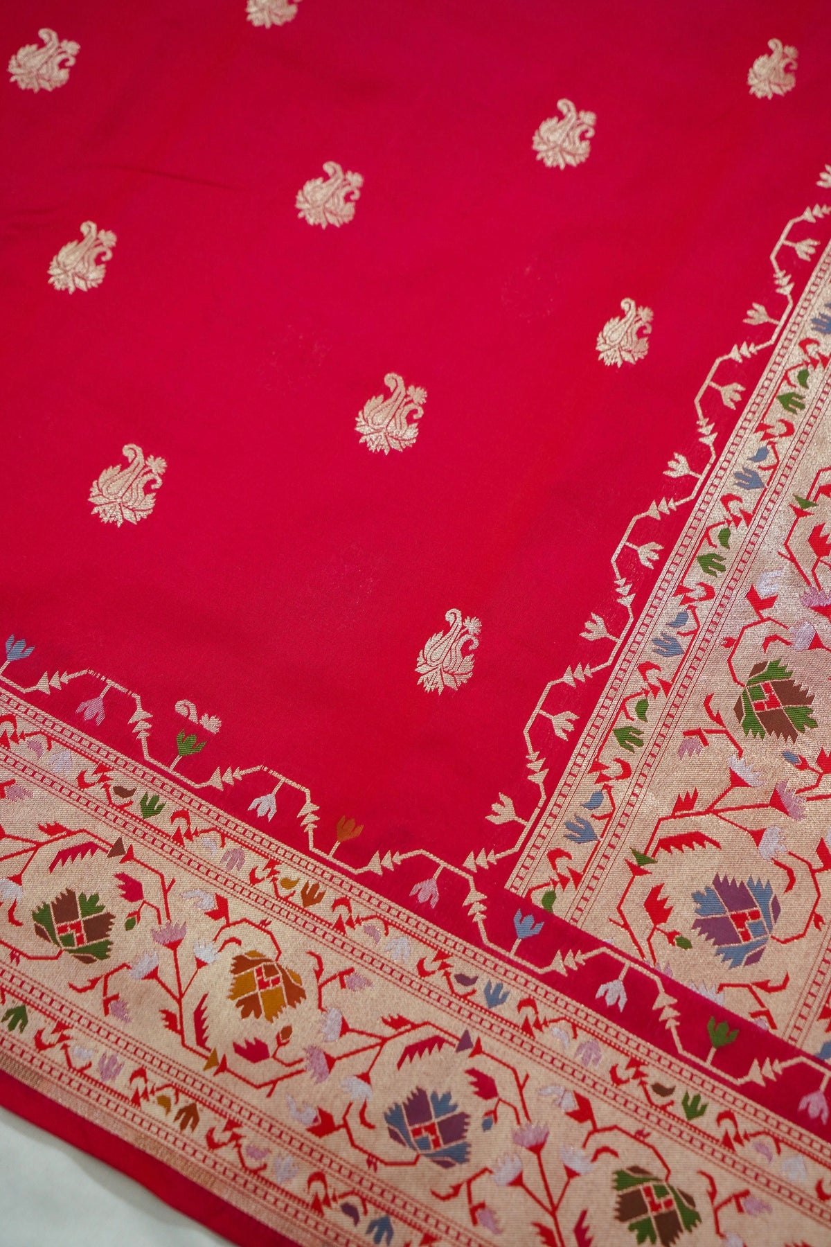 Peshavi - Rani Pink Paithani Silk Saree with Stitched Blouse