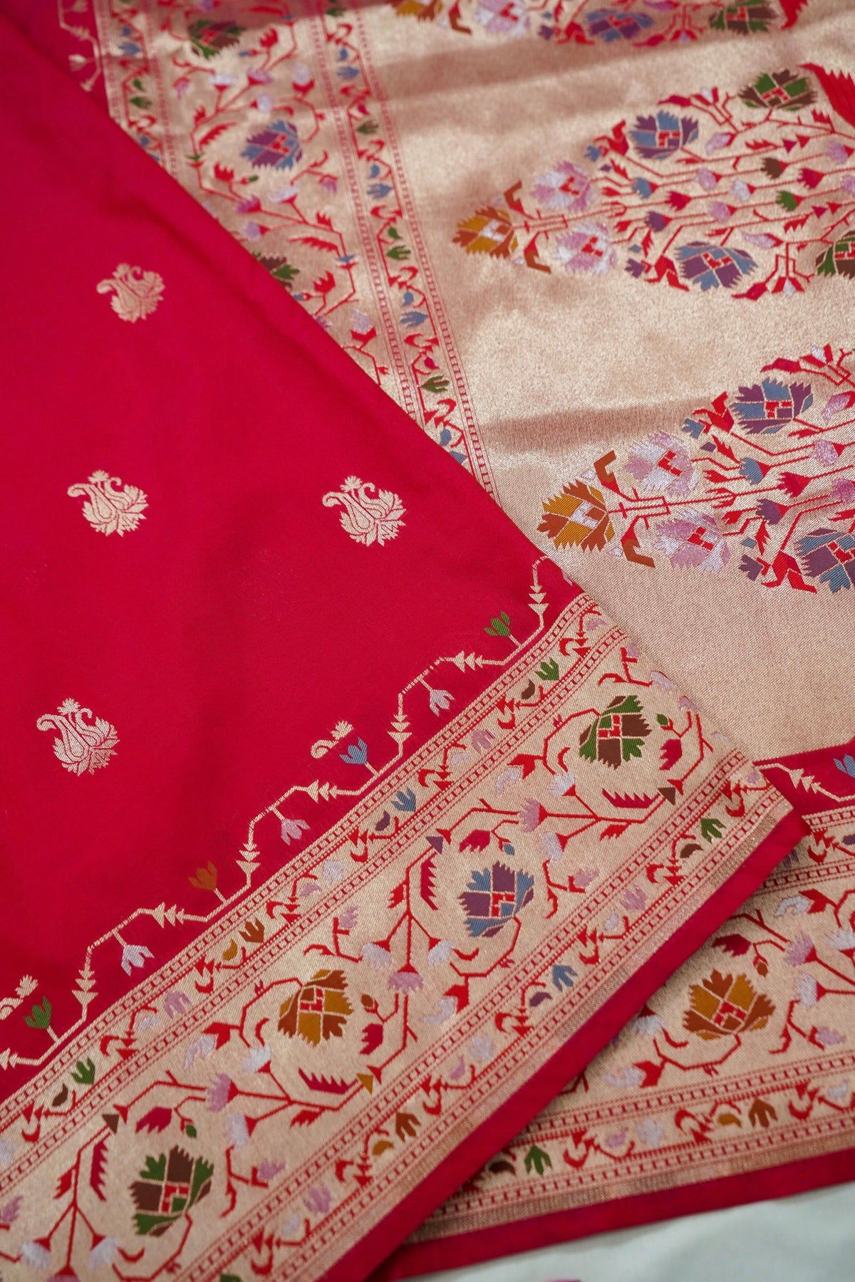Peshavi - Rani Pink Paithani Silk Saree with Stitched Blouse