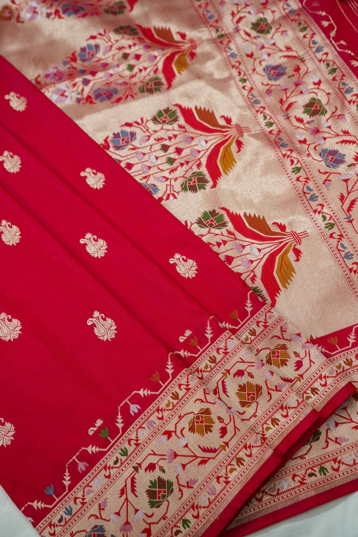 Peshavi - Rani Pink Paithani Silk Saree with Stitched Blouse