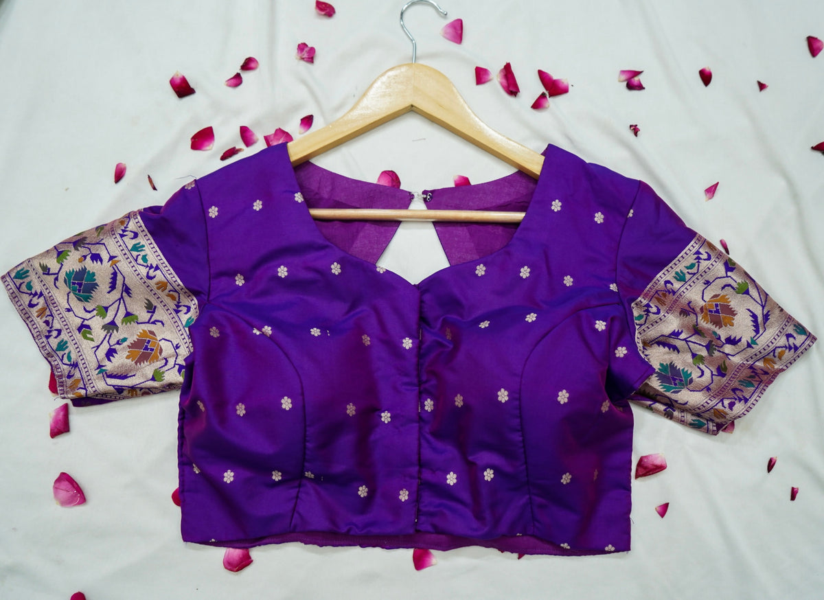 Peshavi - Royal Purple Paithani Silk Saree with Stitched Blouse