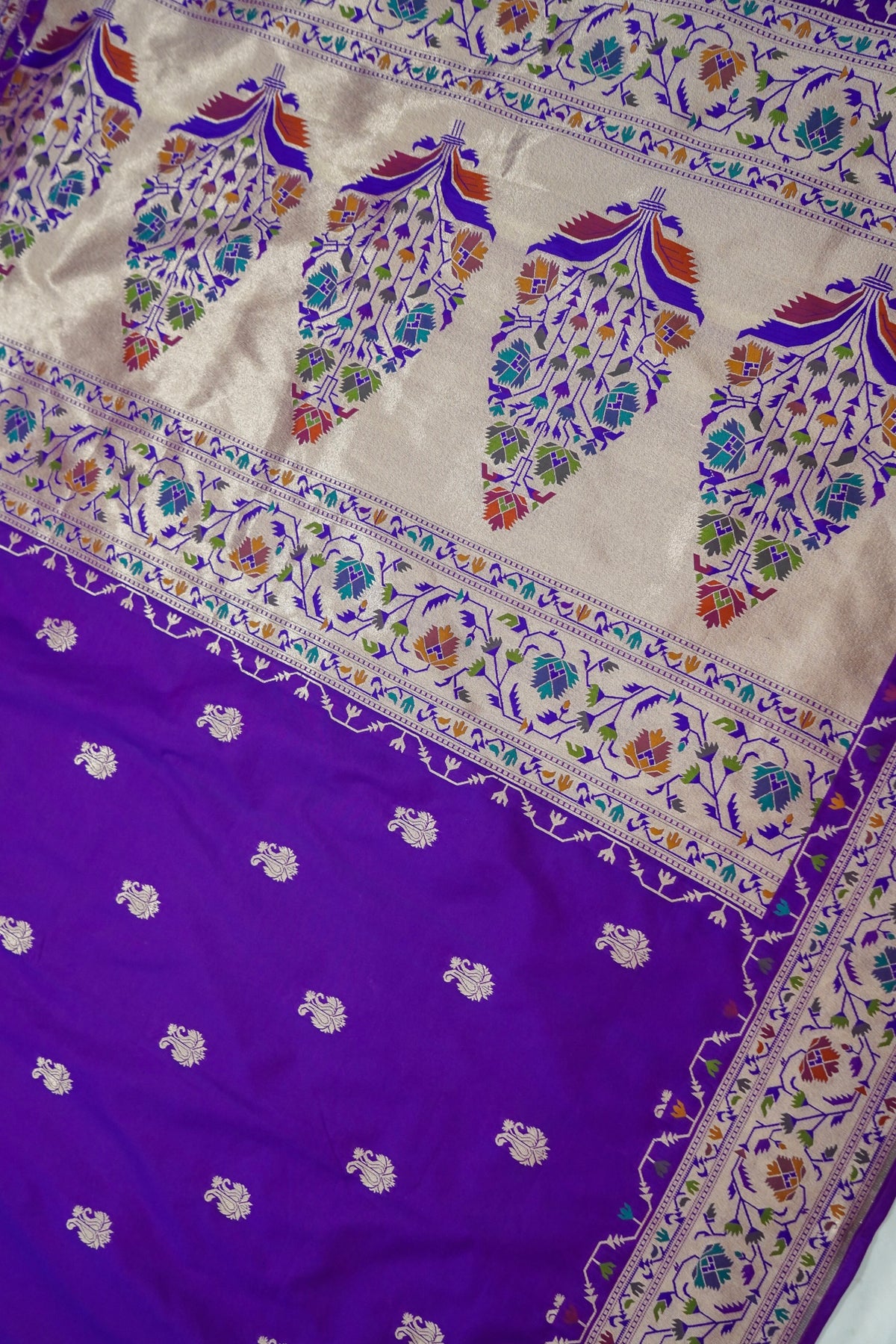 Peshavi - Royal Purple Paithani Silk Saree with Stitched Blouse