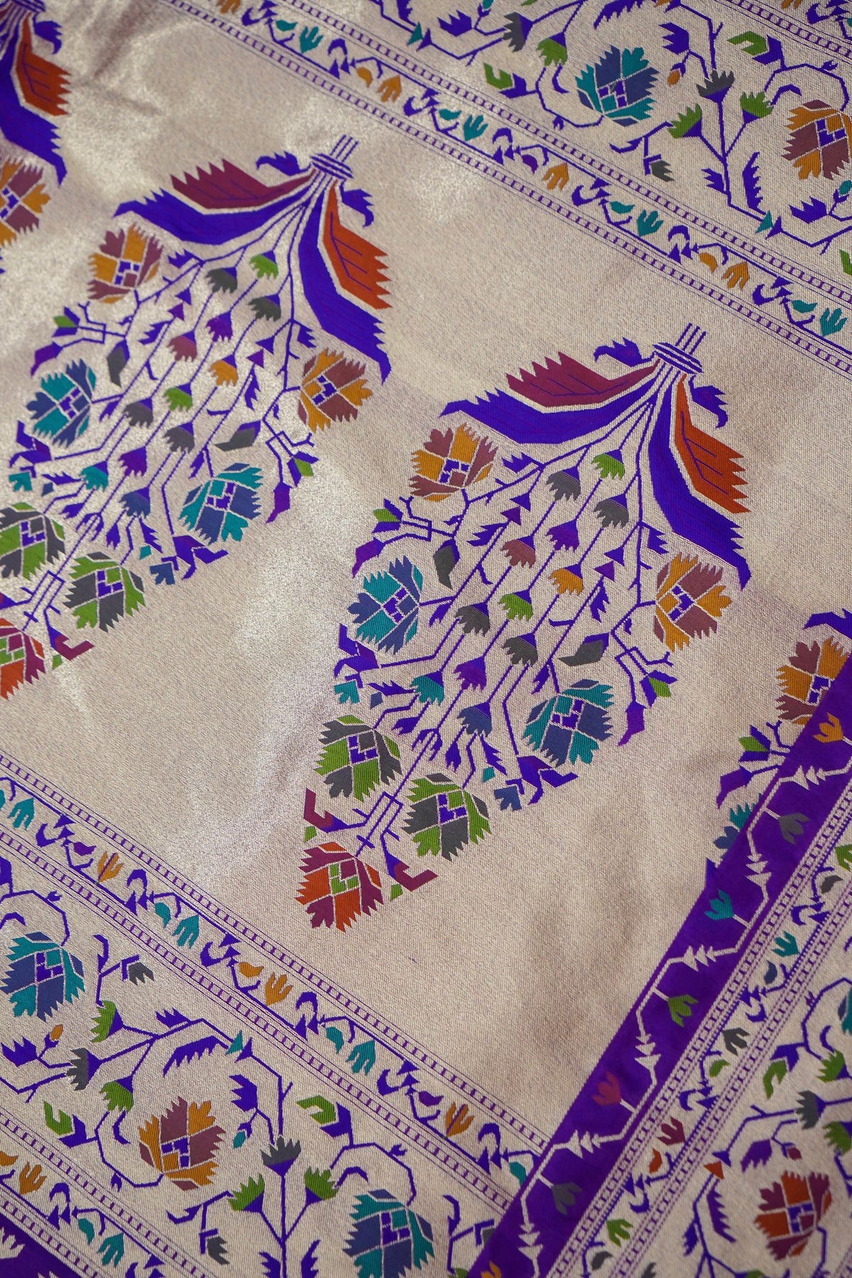 Peshavi - Royal Purple Paithani Silk Saree with Stitched Blouse