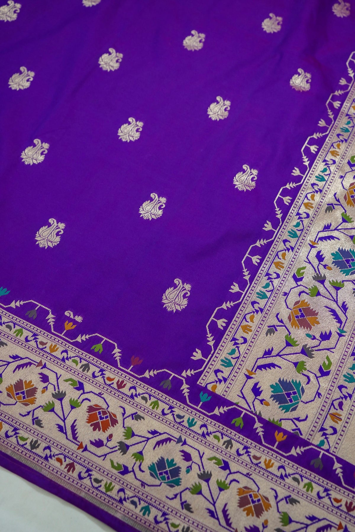 Peshavi - Royal Purple Paithani Silk Saree with Stitched Blouse