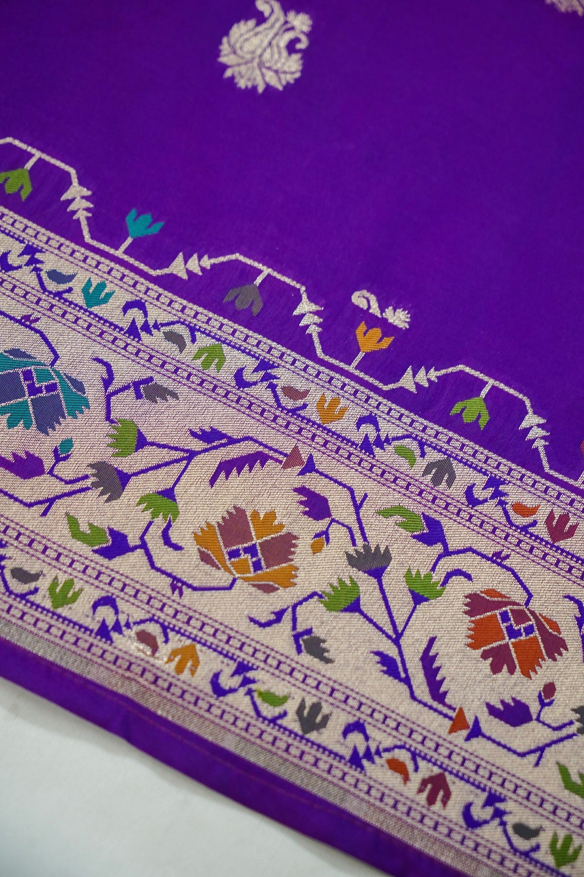 Peshavi - Royal Purple Paithani Silk Saree with Stitched Blouse