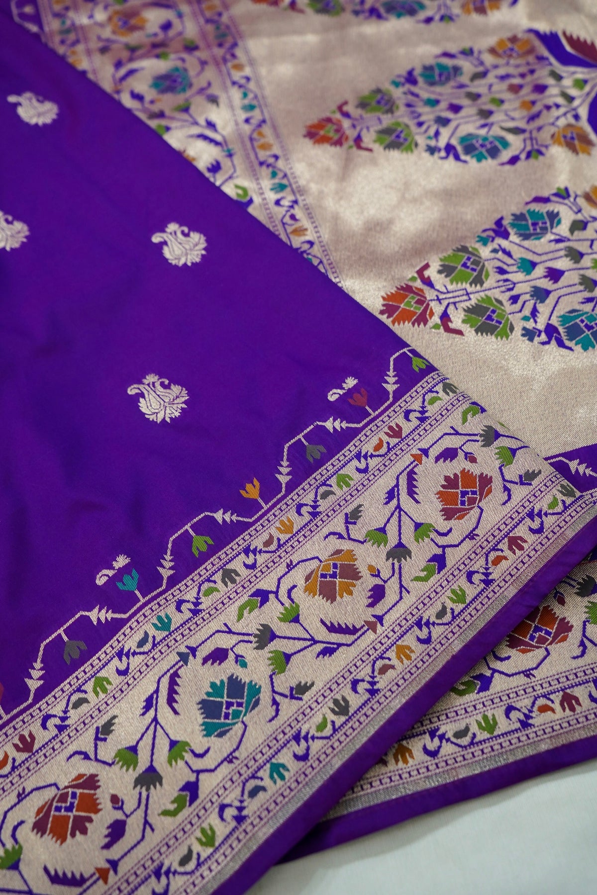 Peshavi - Royal Purple Paithani Silk Saree with Stitched Blouse