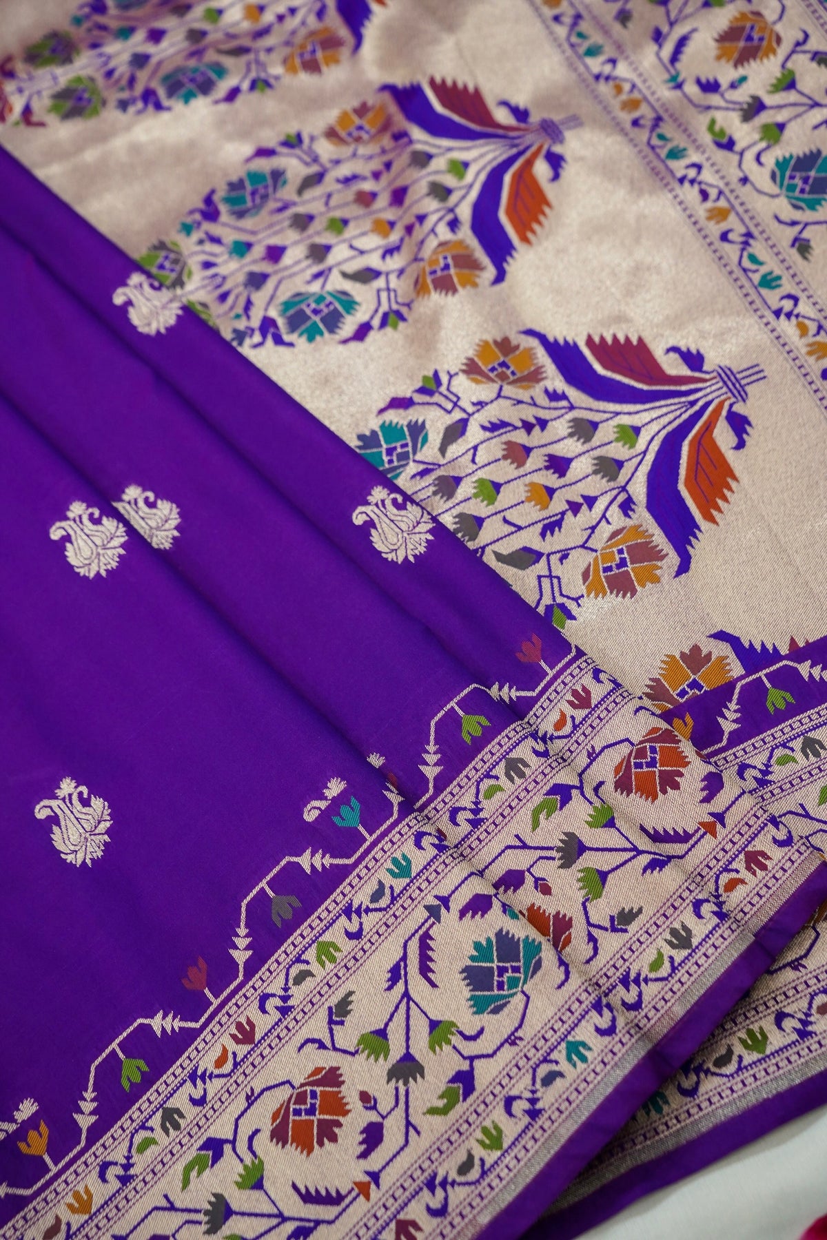 Peshavi - Royal Purple Paithani Silk Saree with Stitched Blouse