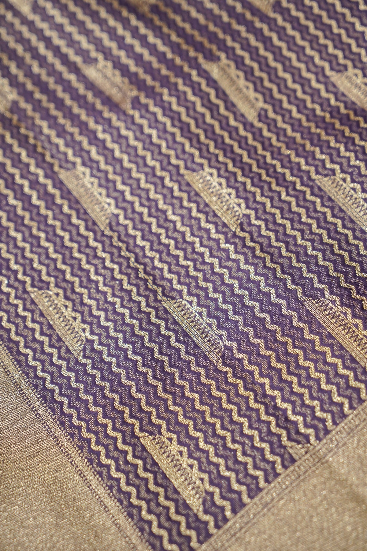 Rihar - Pastel Purple Ghat Border Banarasi Silk Saree with Stitched Blouse