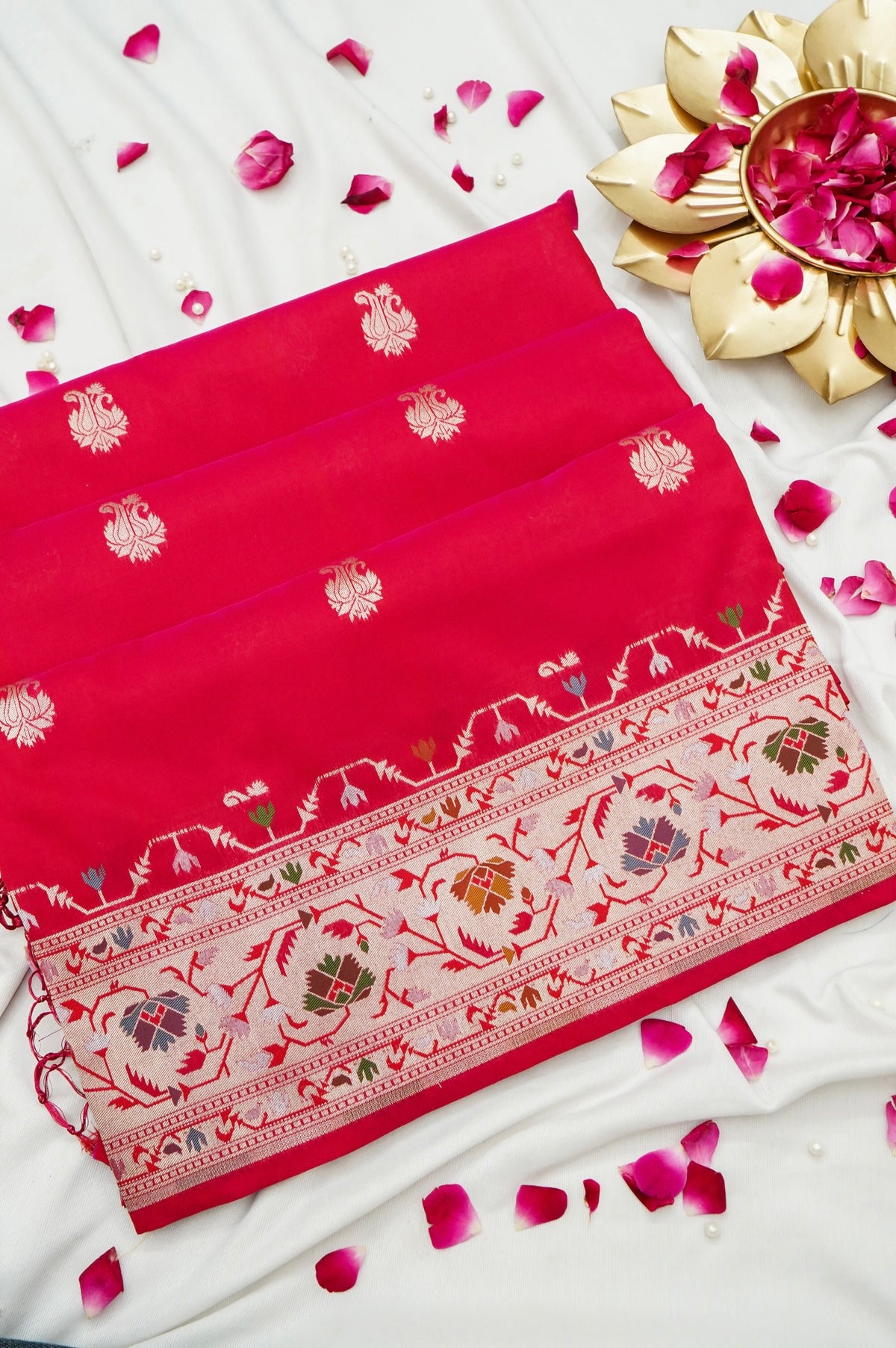 Peshavi - Rani Pink Paithani Silk Saree with Stitched Blouse