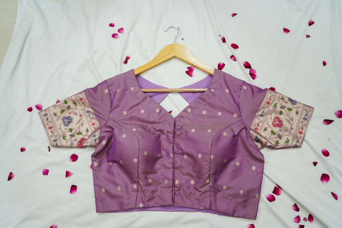 Peshavi - Lilac Paithani Silk Saree with Stitched Blouse