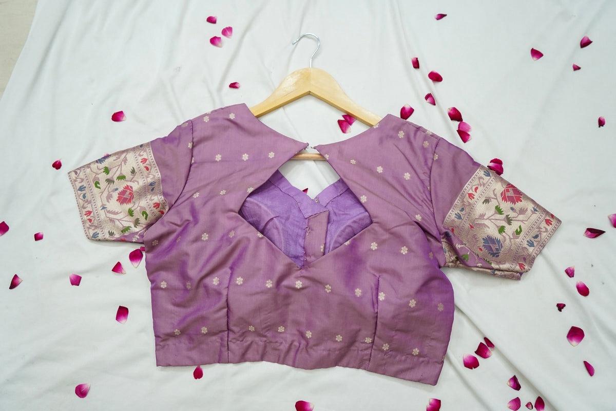 Peshavi - Lilac Paithani Silk Saree with Stitched Blouse