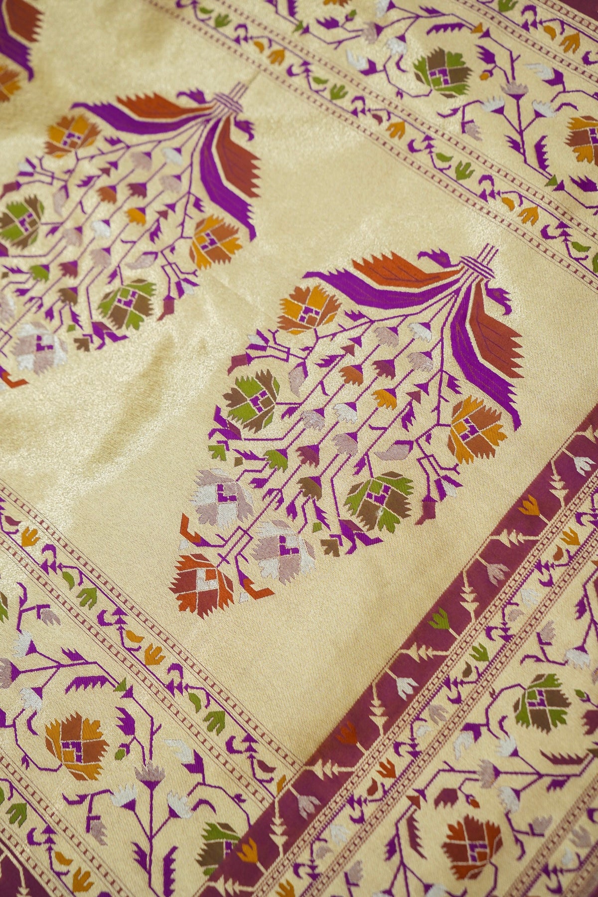 Peshavi - Dusty Mauve Paithani Silk Saree with Stitched Blouse