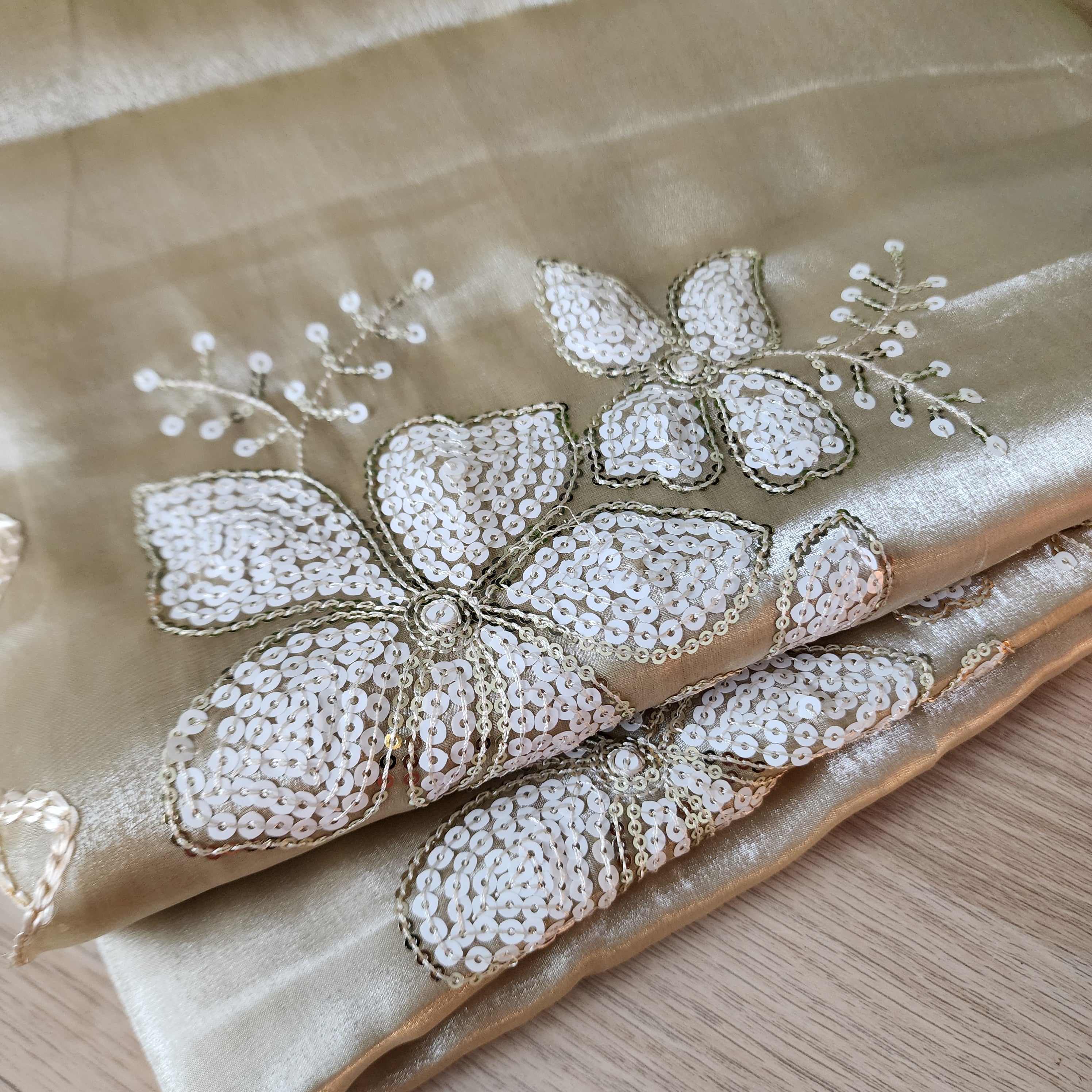 Beige Designer Organza Saree