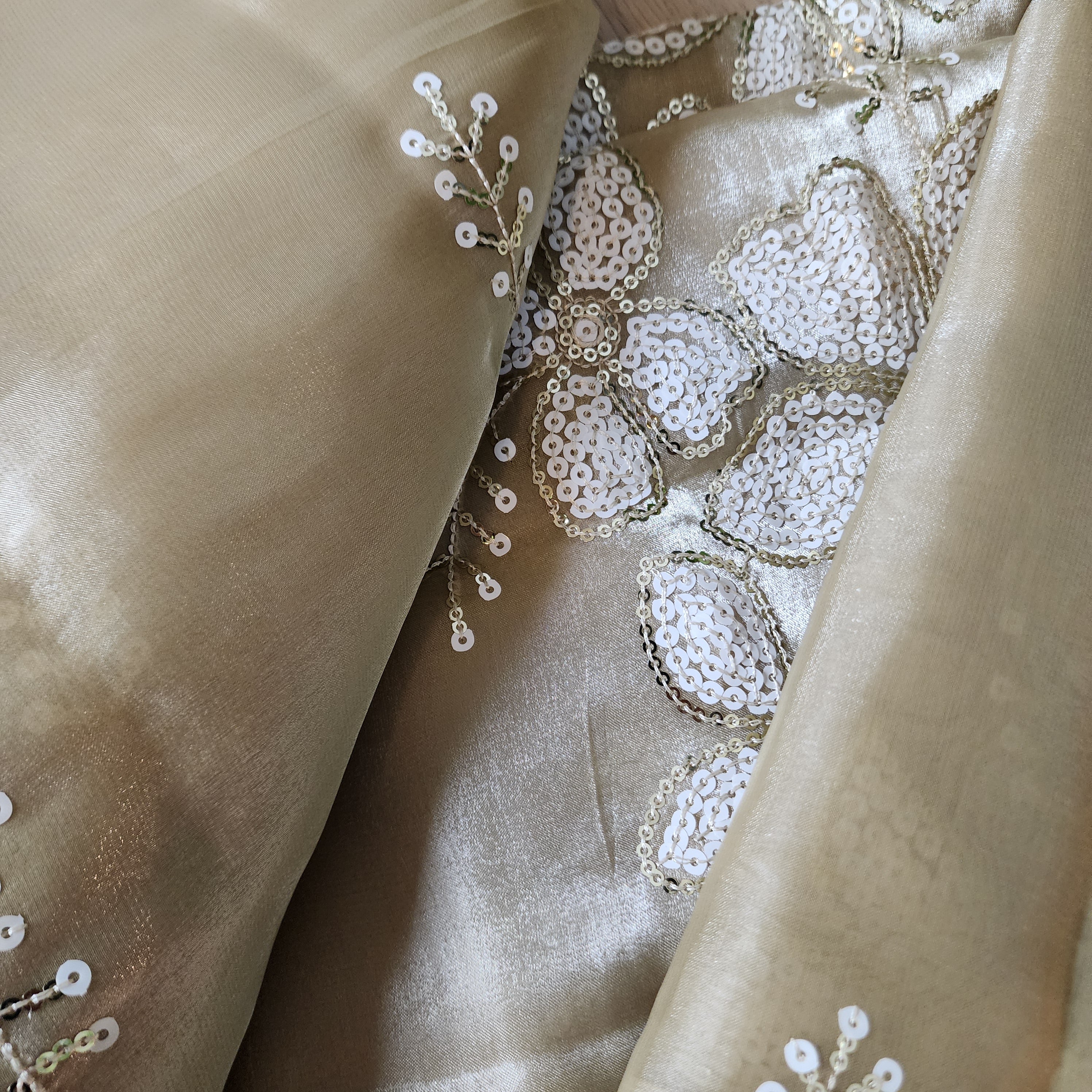 Beige Designer Organza Saree