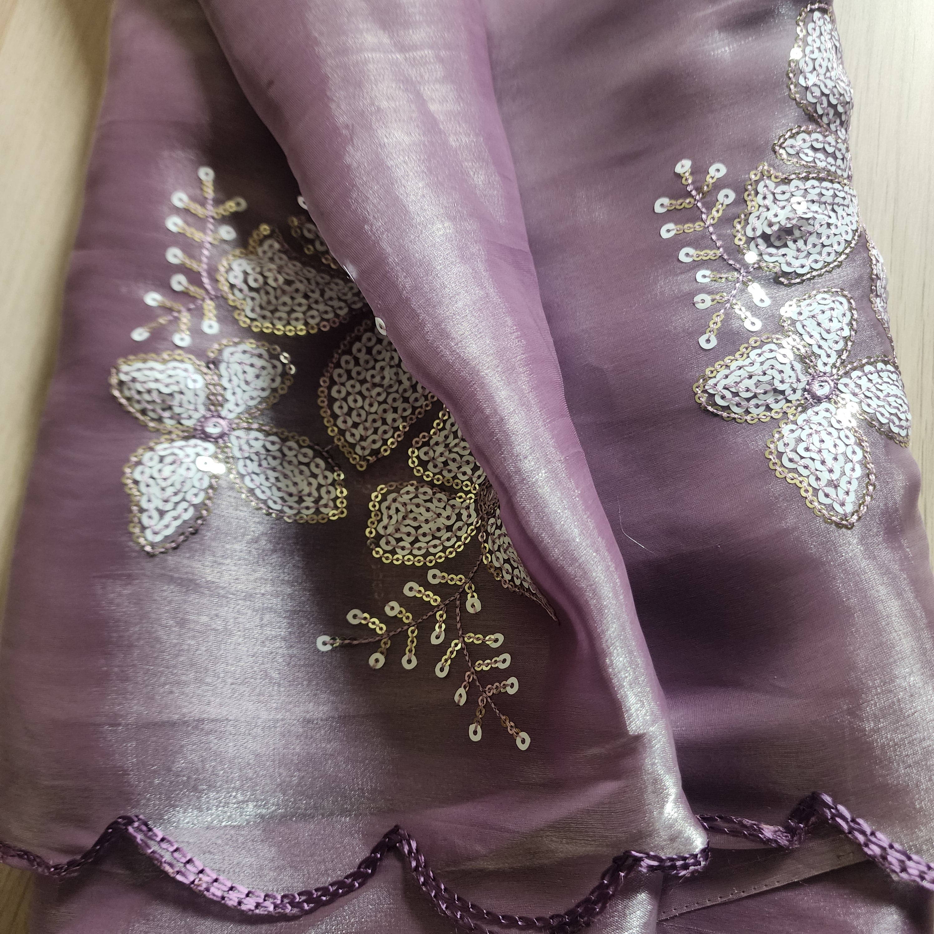 Lilac Designer Organza Saree