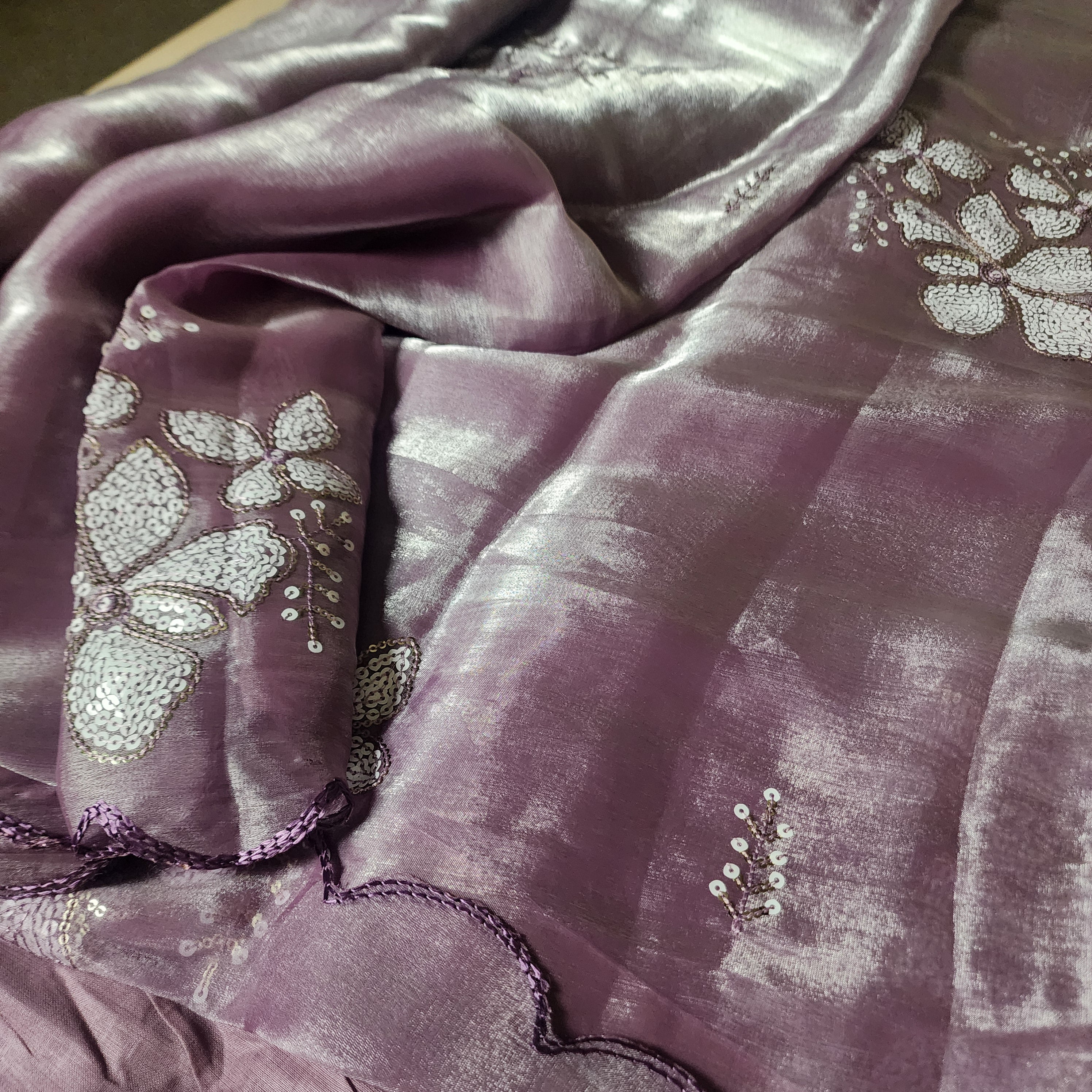 Lilac Designer Organza Saree