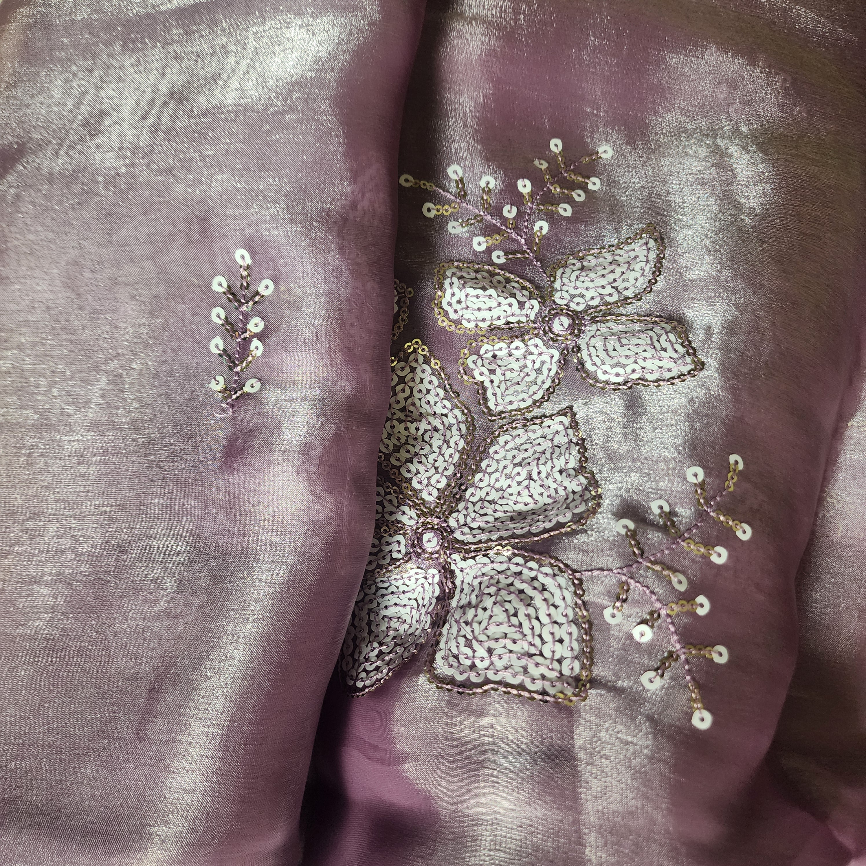 Lilac Designer Organza Saree