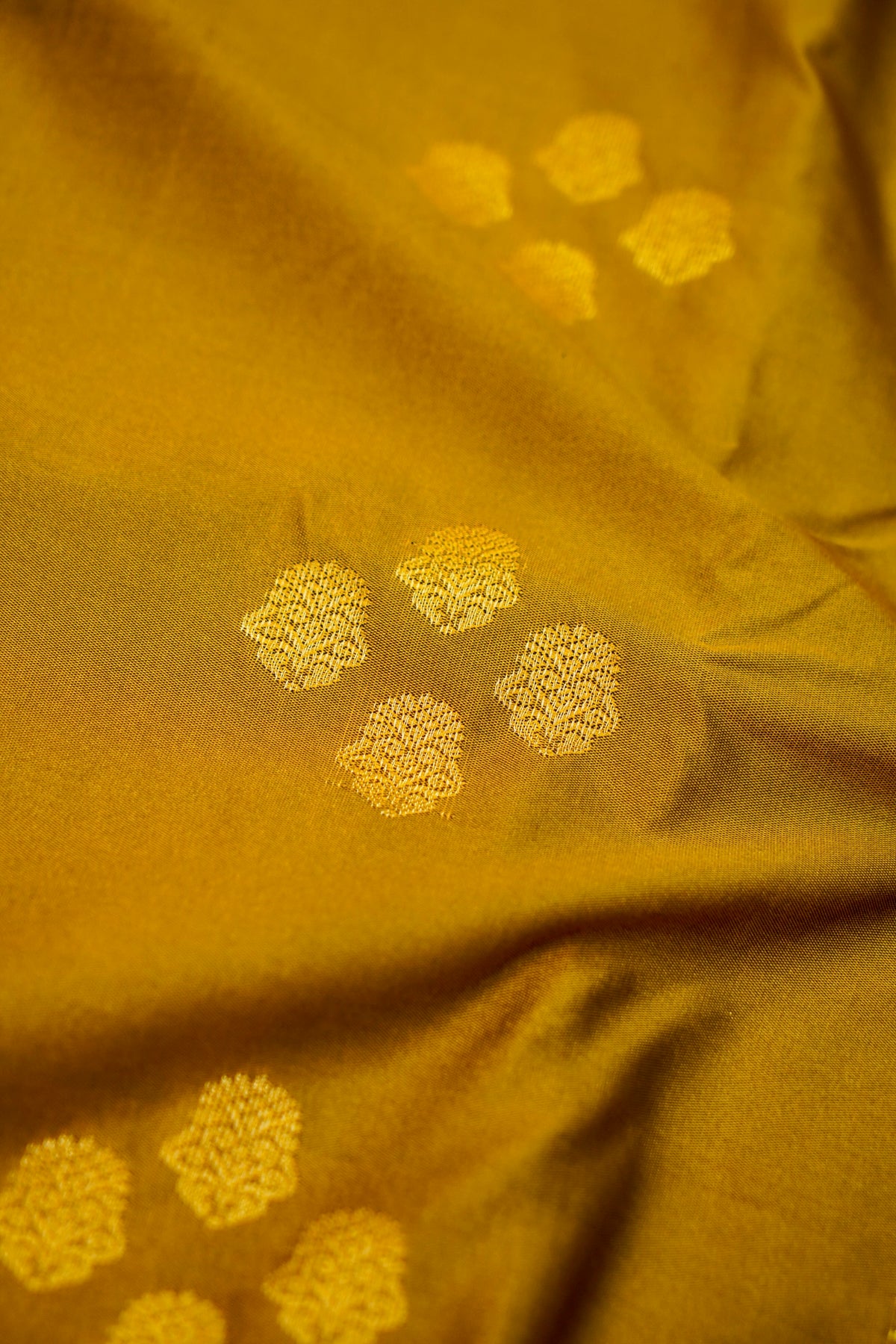 Devyani - Mustard Gold Vintage Style Kanjivaram Silk Saree with Blush Pink Korvai Border