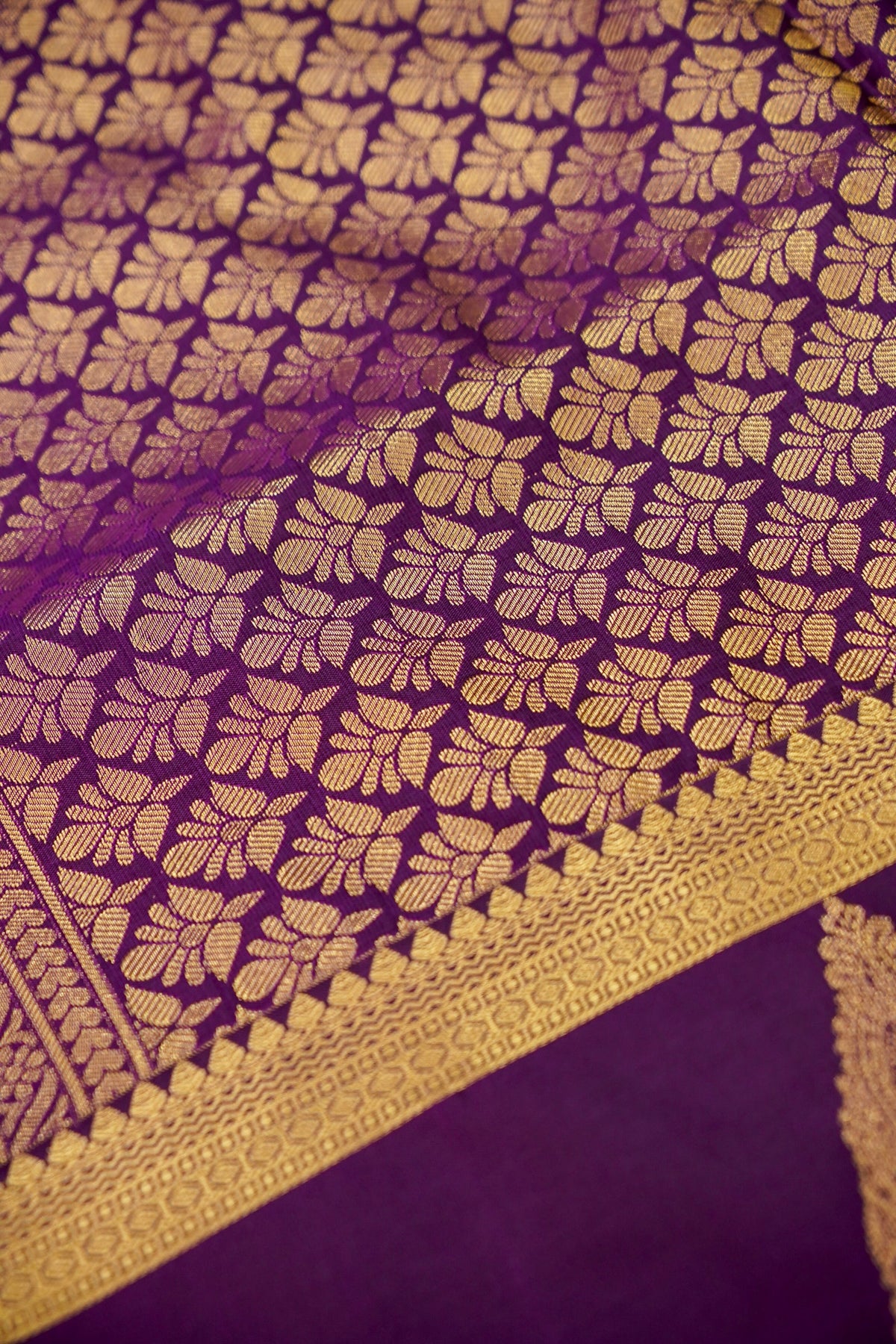 Devyani - Black Kanjivaram Silk Saree with Royal Purple Korvai Border