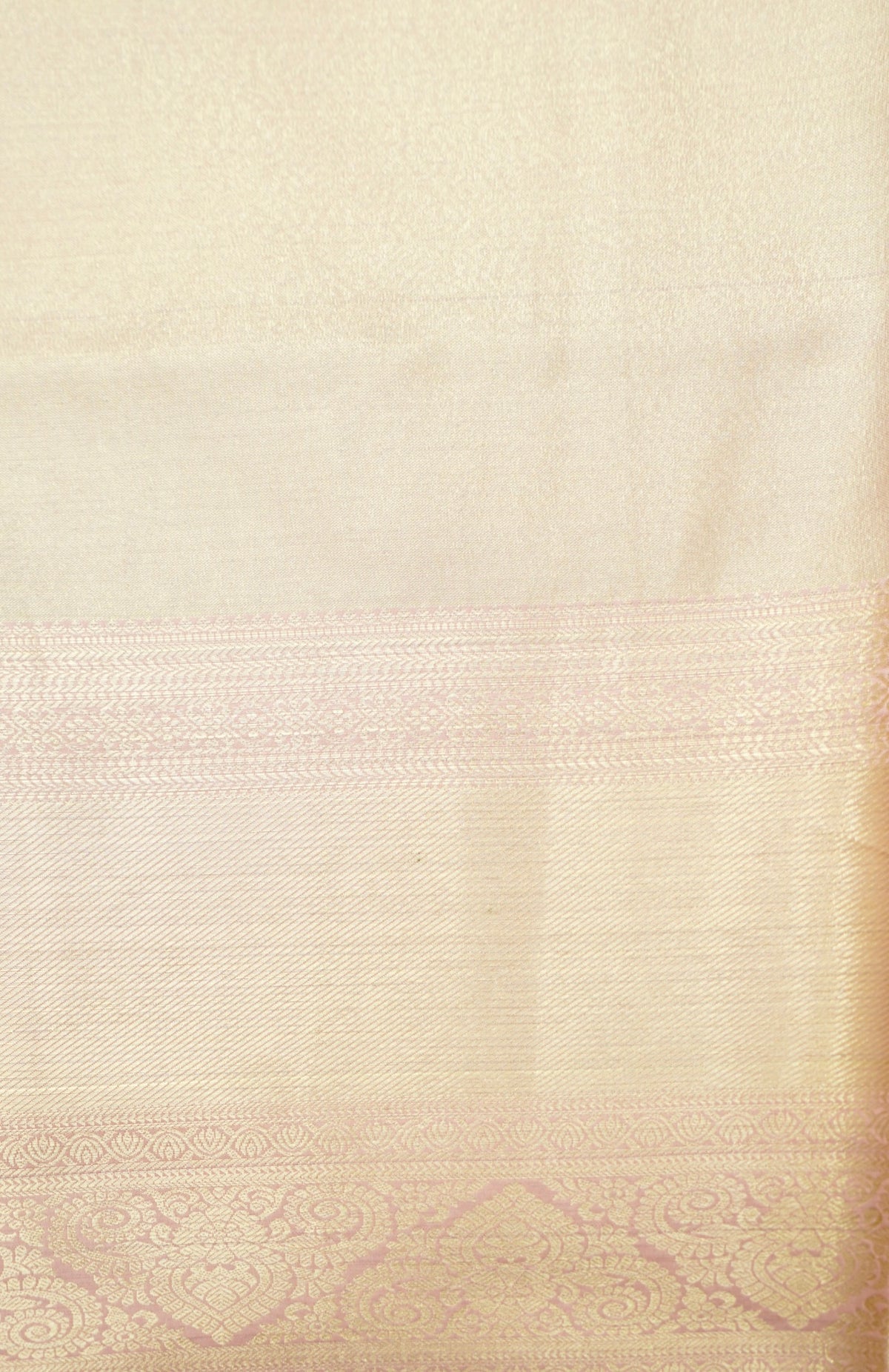 Devyani - Ivory Kanchi Pattu Silk Saree with Light Gold Korvai Border