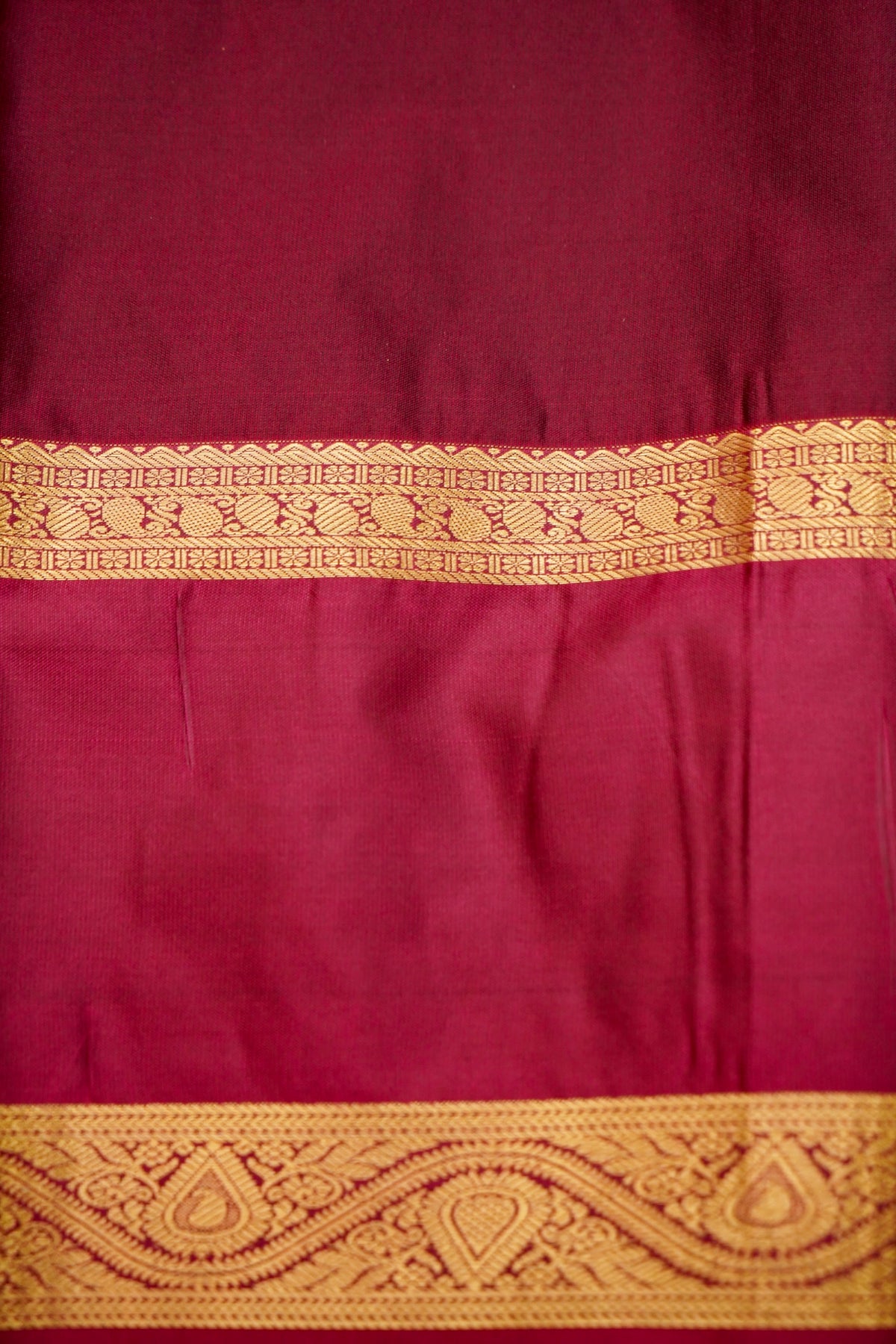 Devyani - Silver Grey Kanjivaram Silk Saree with Magenta Korvai Border