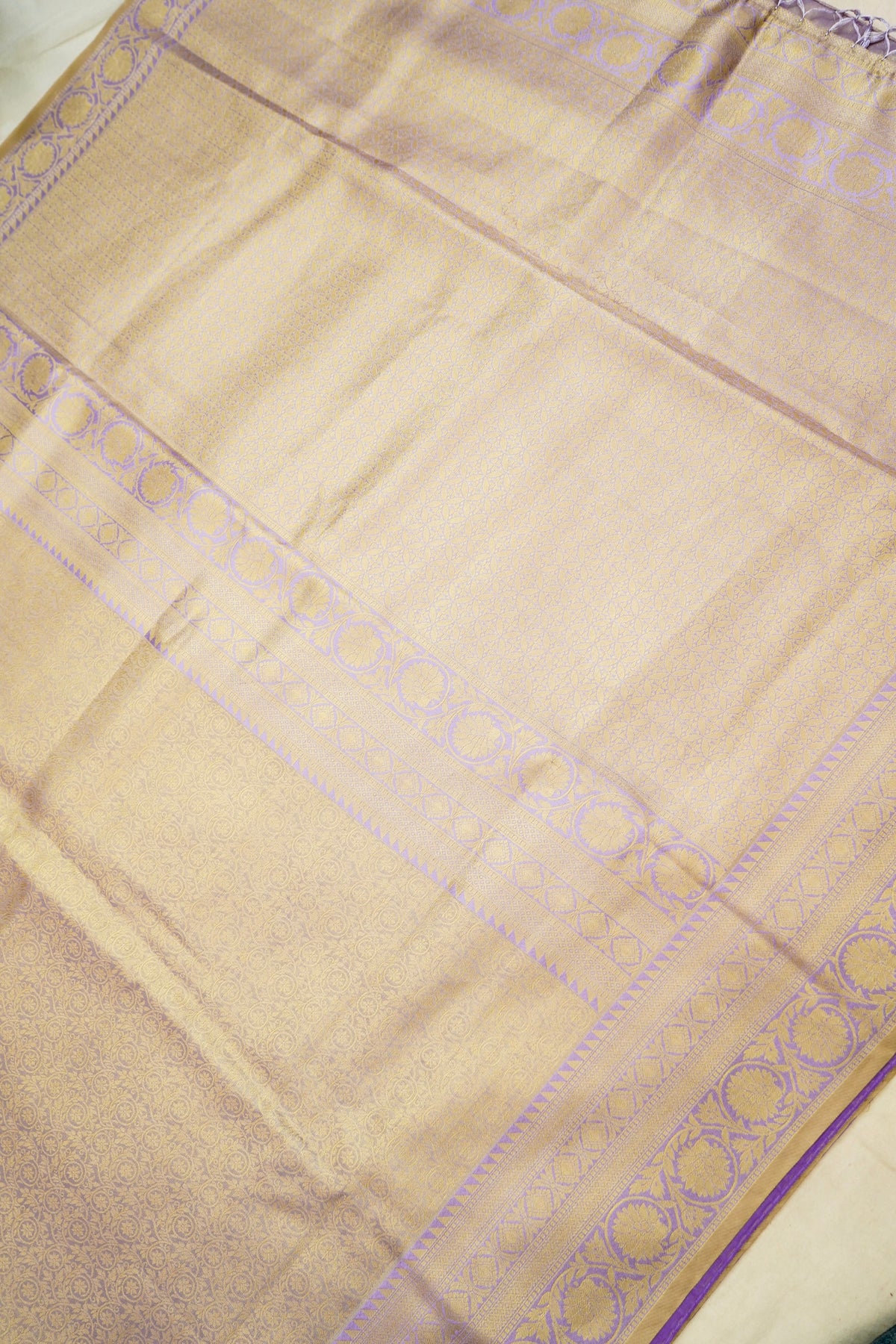 Sharvi - Lavender and Champagne Gold Dharmavaram Silk Saree