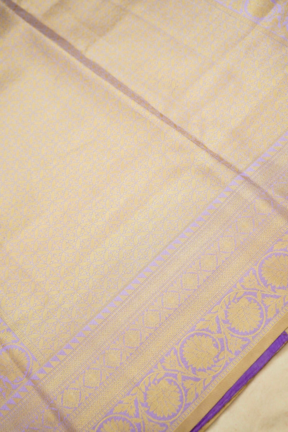 Sharvi - Lavender and Champagne Gold Dharmavaram Silk Saree