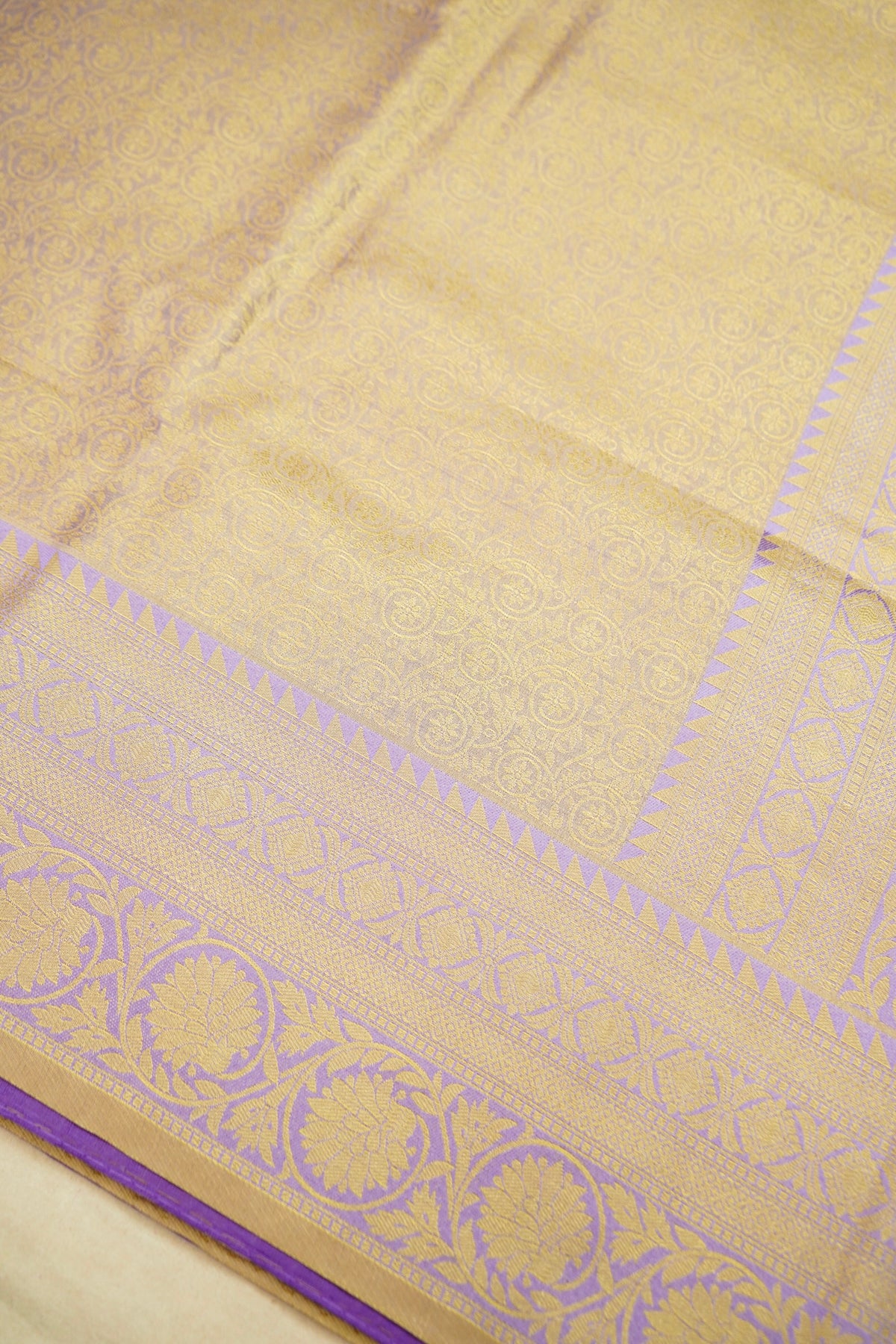 Sharvi - Lavender and Champagne Gold Dharmavaram Silk Saree