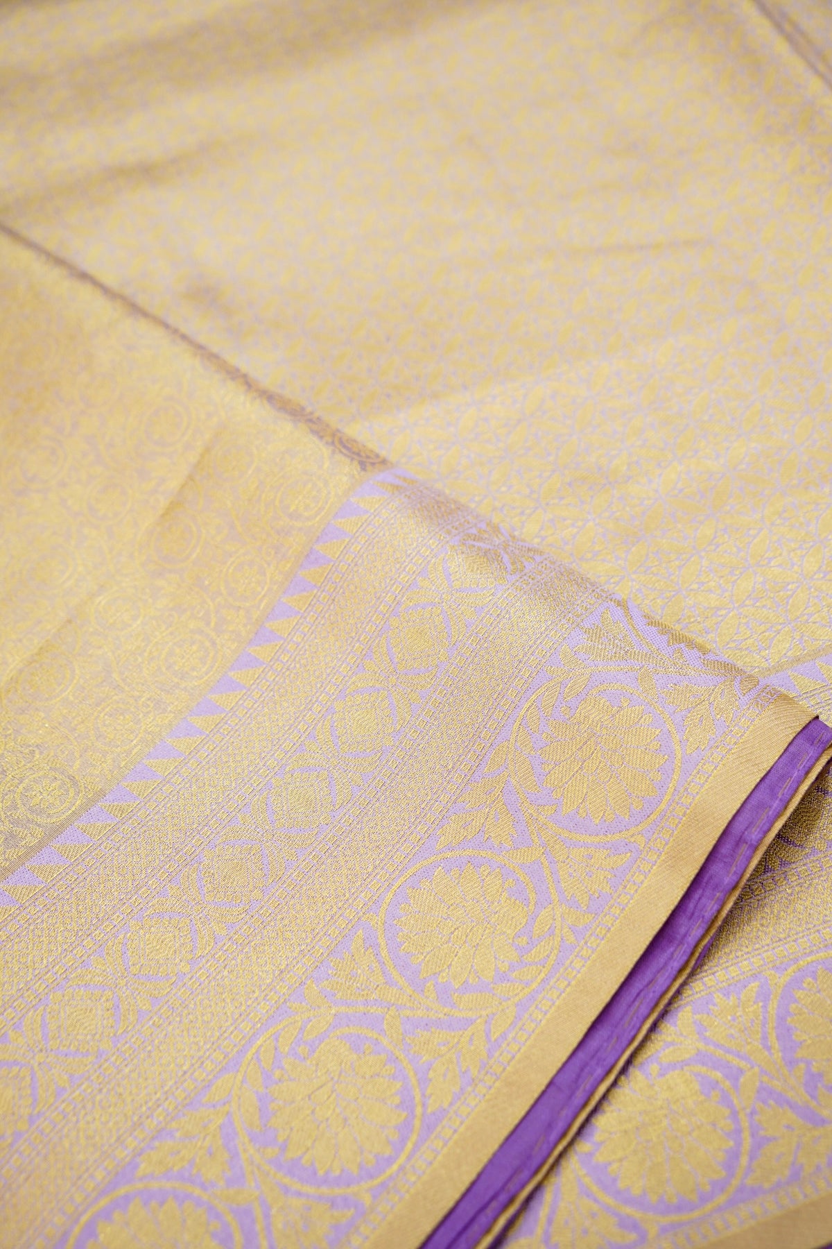 Sharvi - Lavender and Champagne Gold Dharmavaram Silk Saree