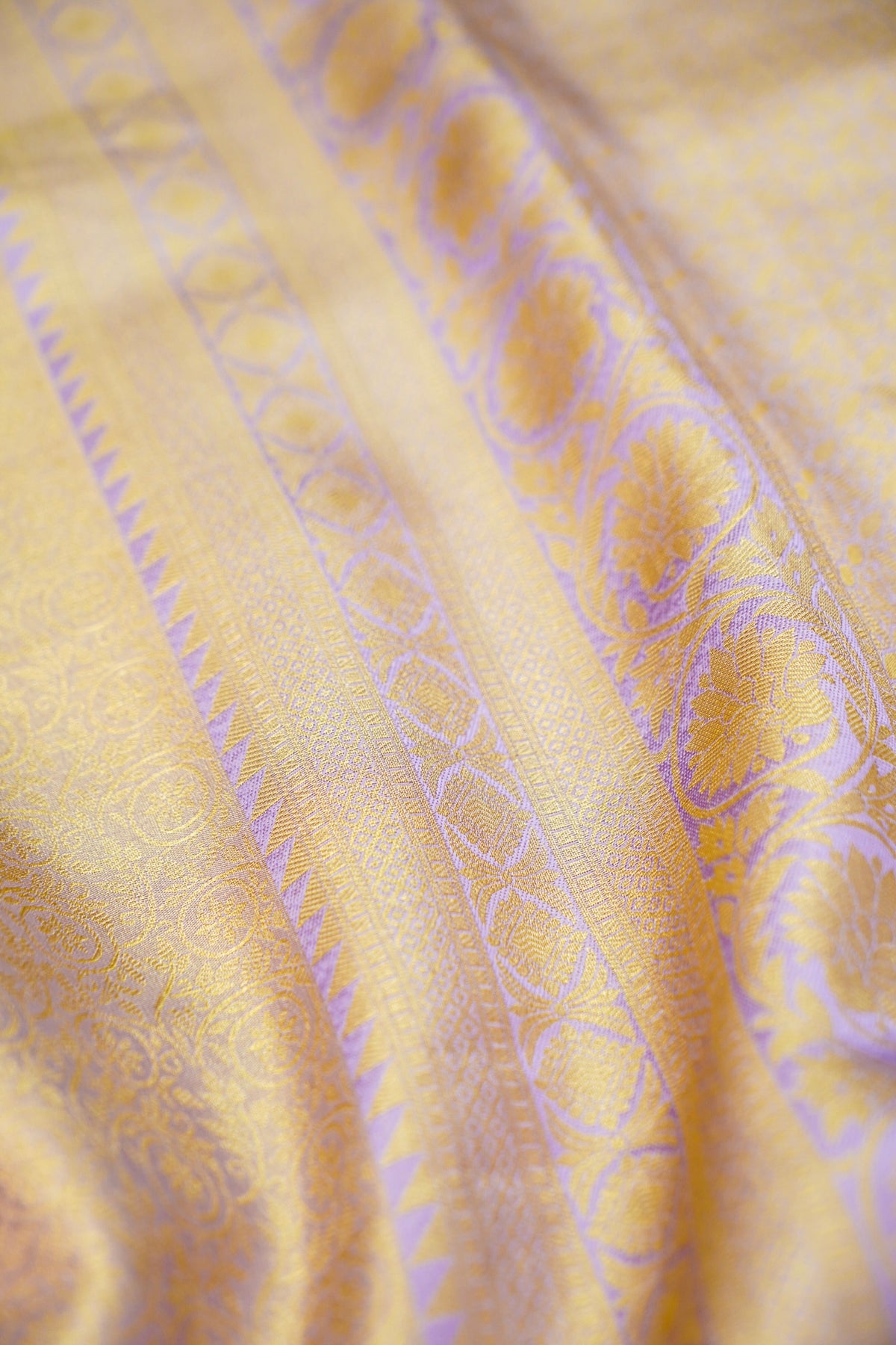 Sharvi - Lavender and Champagne Gold Dharmavaram Silk Saree